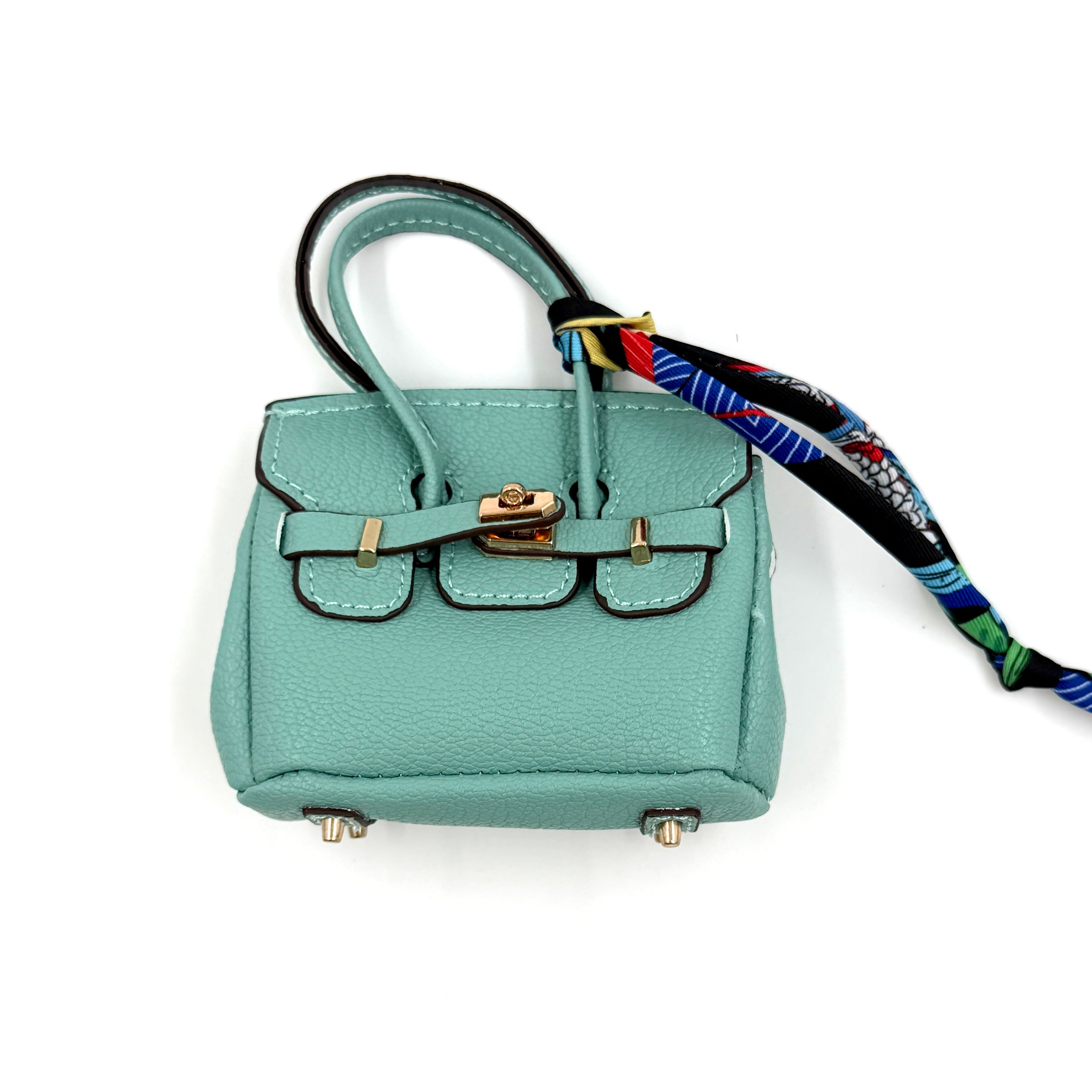 Faux Birkin Bag Charm in Blue