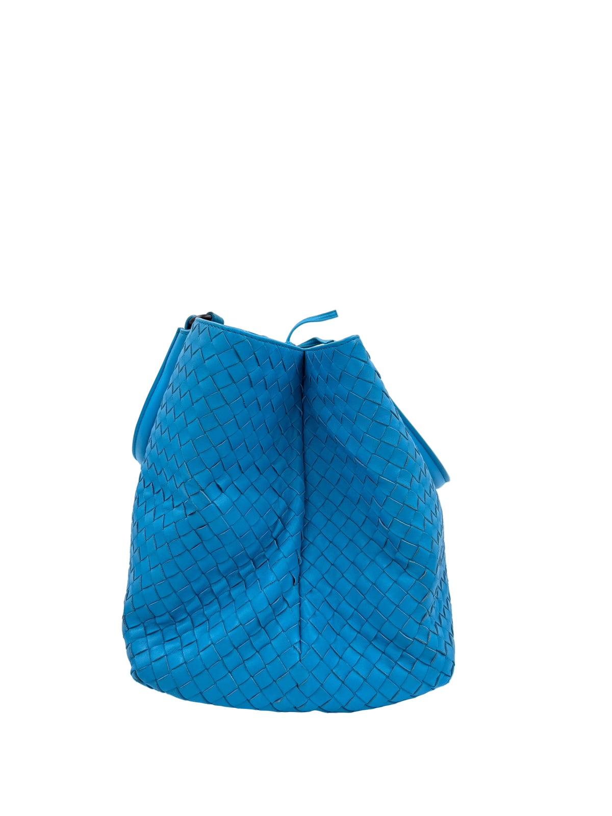 Pre-owned Bottega Veneta Blue Intrecciato Nappa Leather Top-Handle Bag - Authenticated