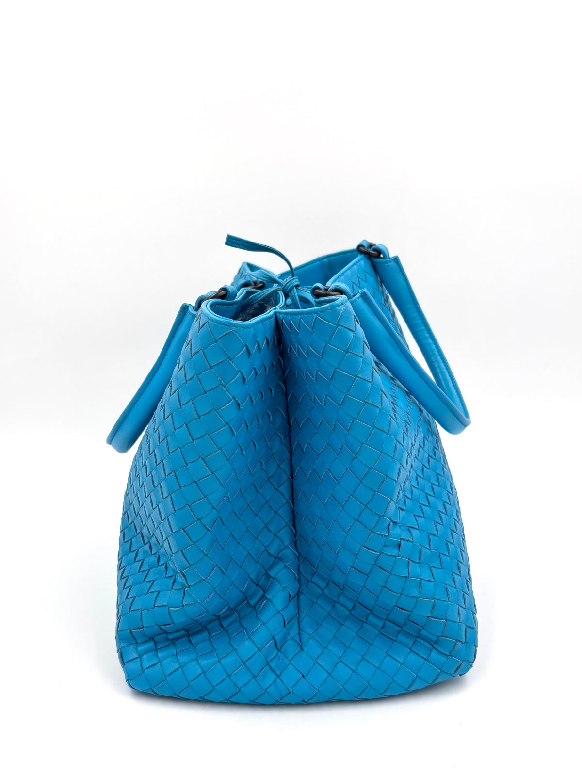 Pre-owned Bottega Veneta Blue Intrecciato Nappa Leather Top-Handle Bag - Authenticated