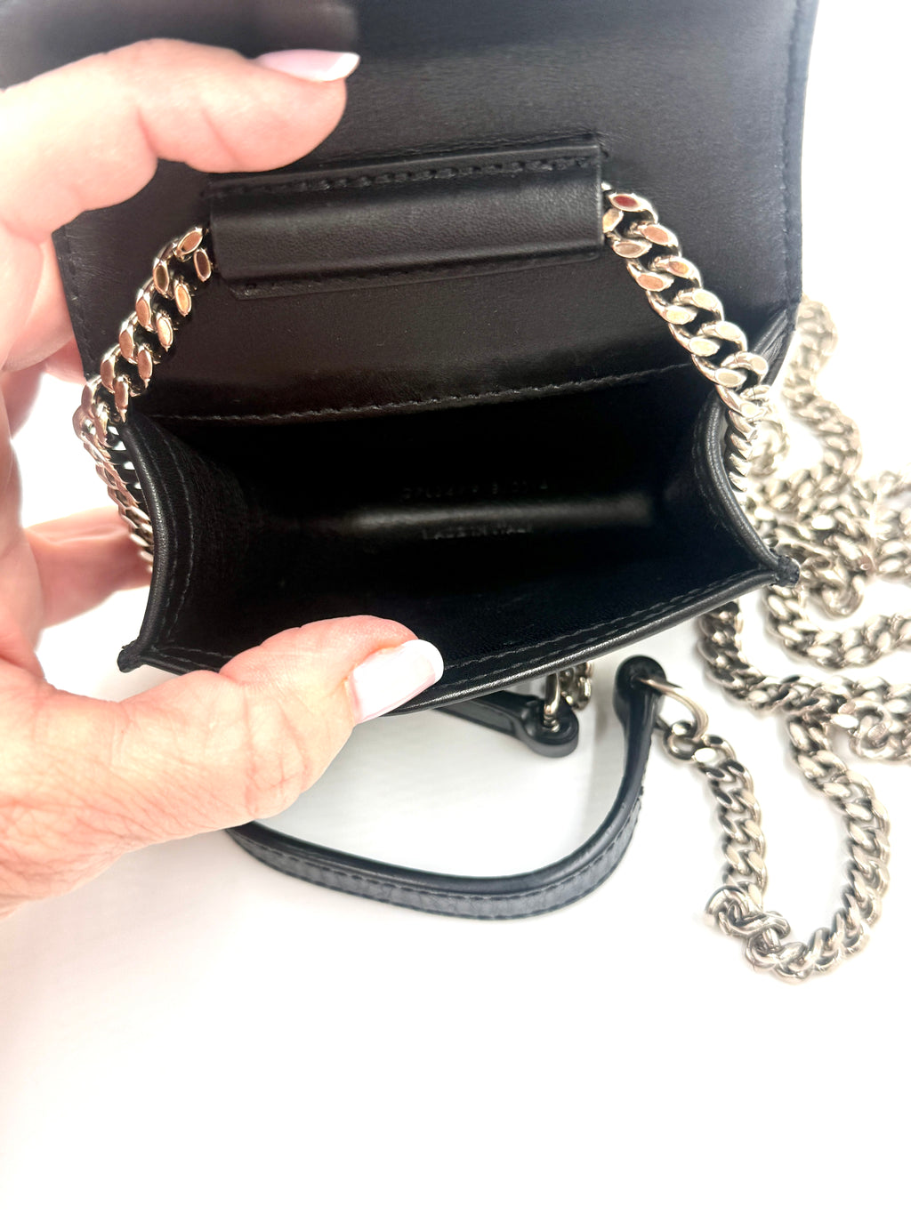 Pre-Owned Saint Laurent Box Calfskin Grommet mini Crossbody Bag Black Leather - Authenticated