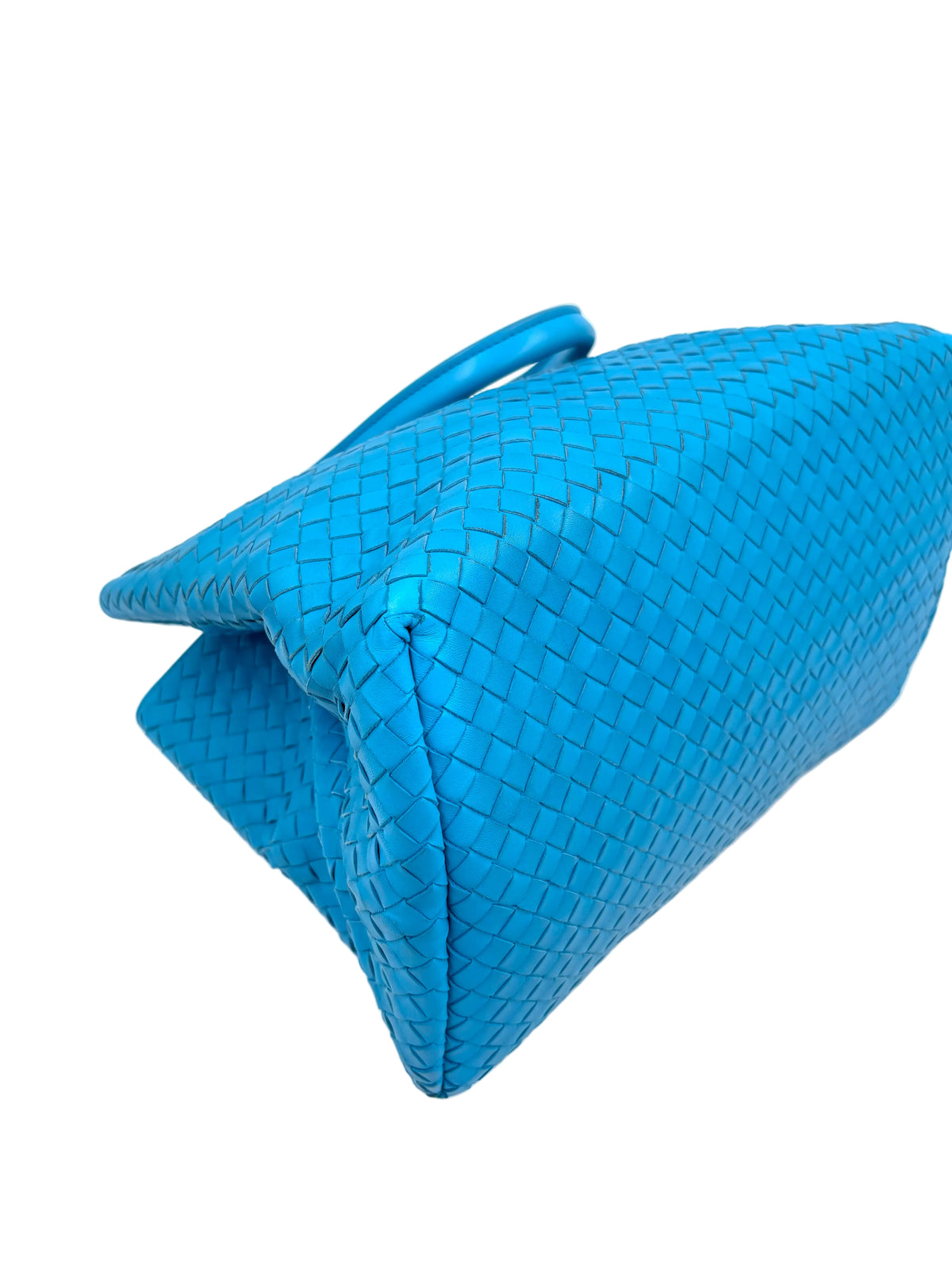 Pre-owned Bottega Veneta Blue Intrecciato Nappa Leather Top-Handle Bag - Authenticated