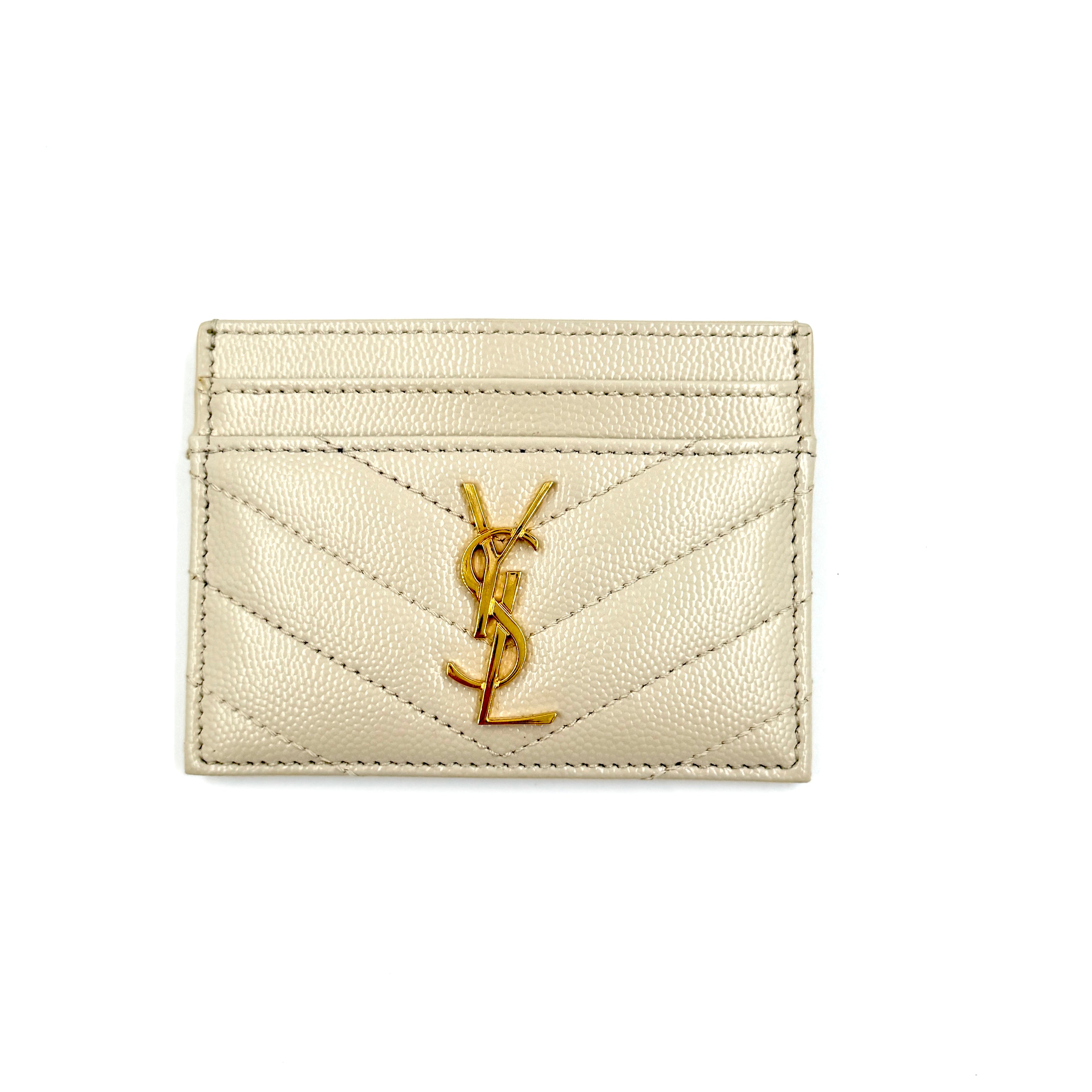 Yves Saint Laurent Grain De Poudre Chevron Card Case