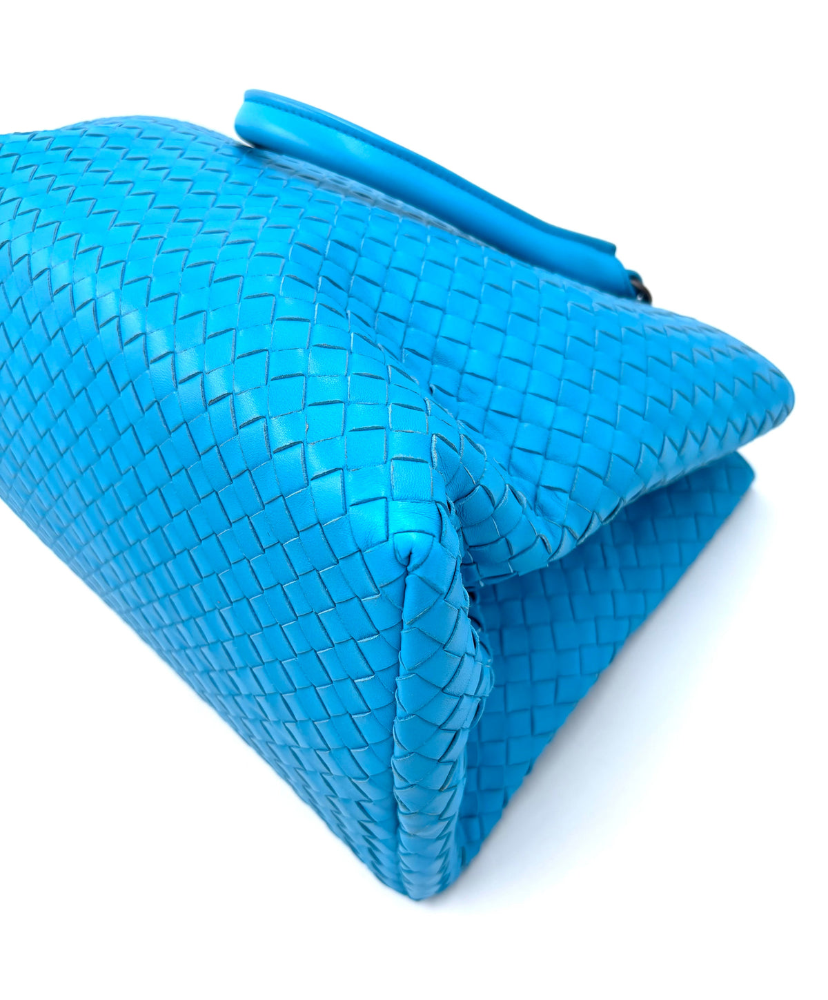 Pre-owned Bottega Veneta Blue Intrecciato Nappa Leather Top-Handle Bag - Authenticated