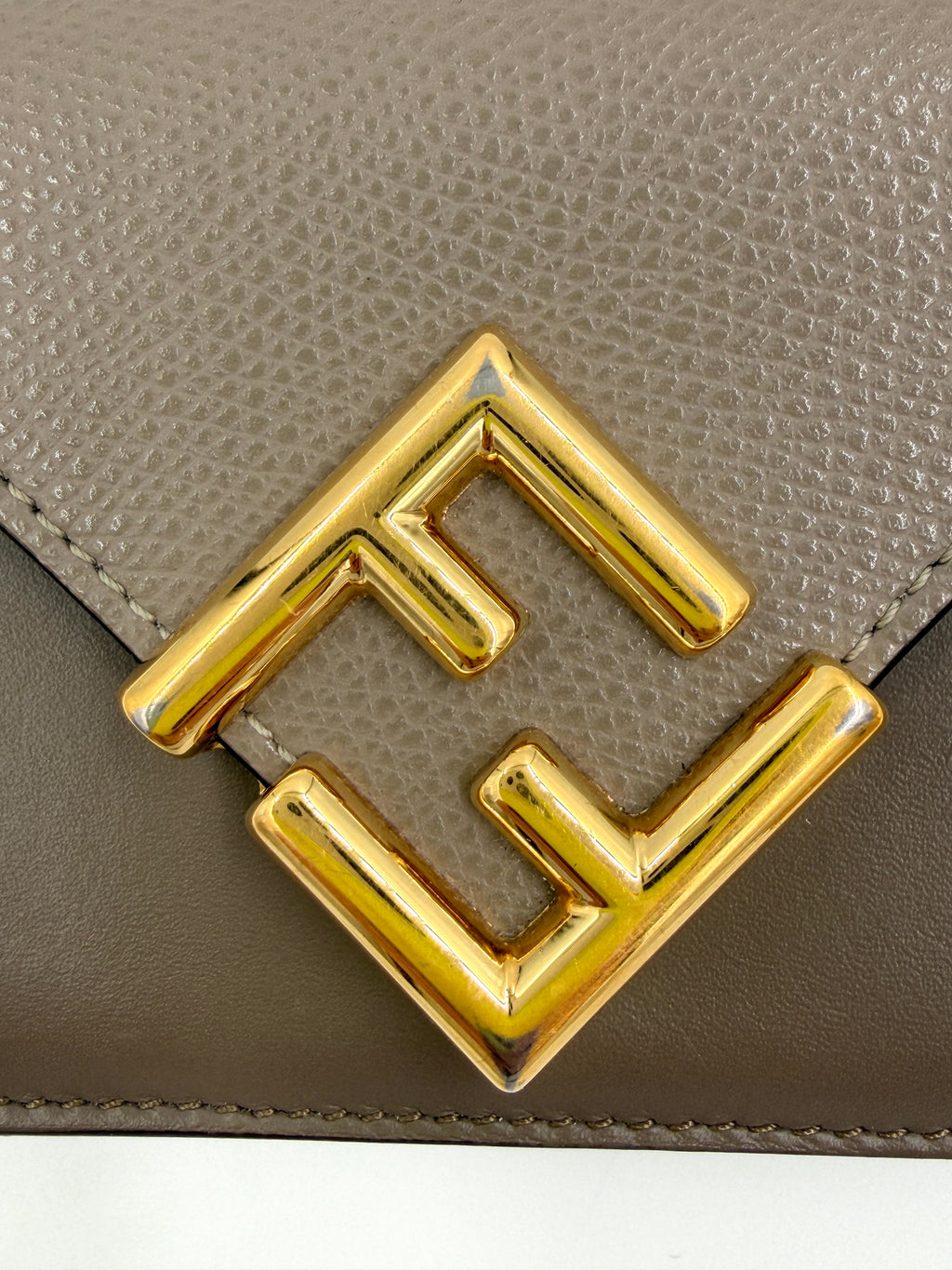 Pre-owned Brown Fendi FF Diamonds Tri-Fold Wallet Gold Hardware - Authenticated