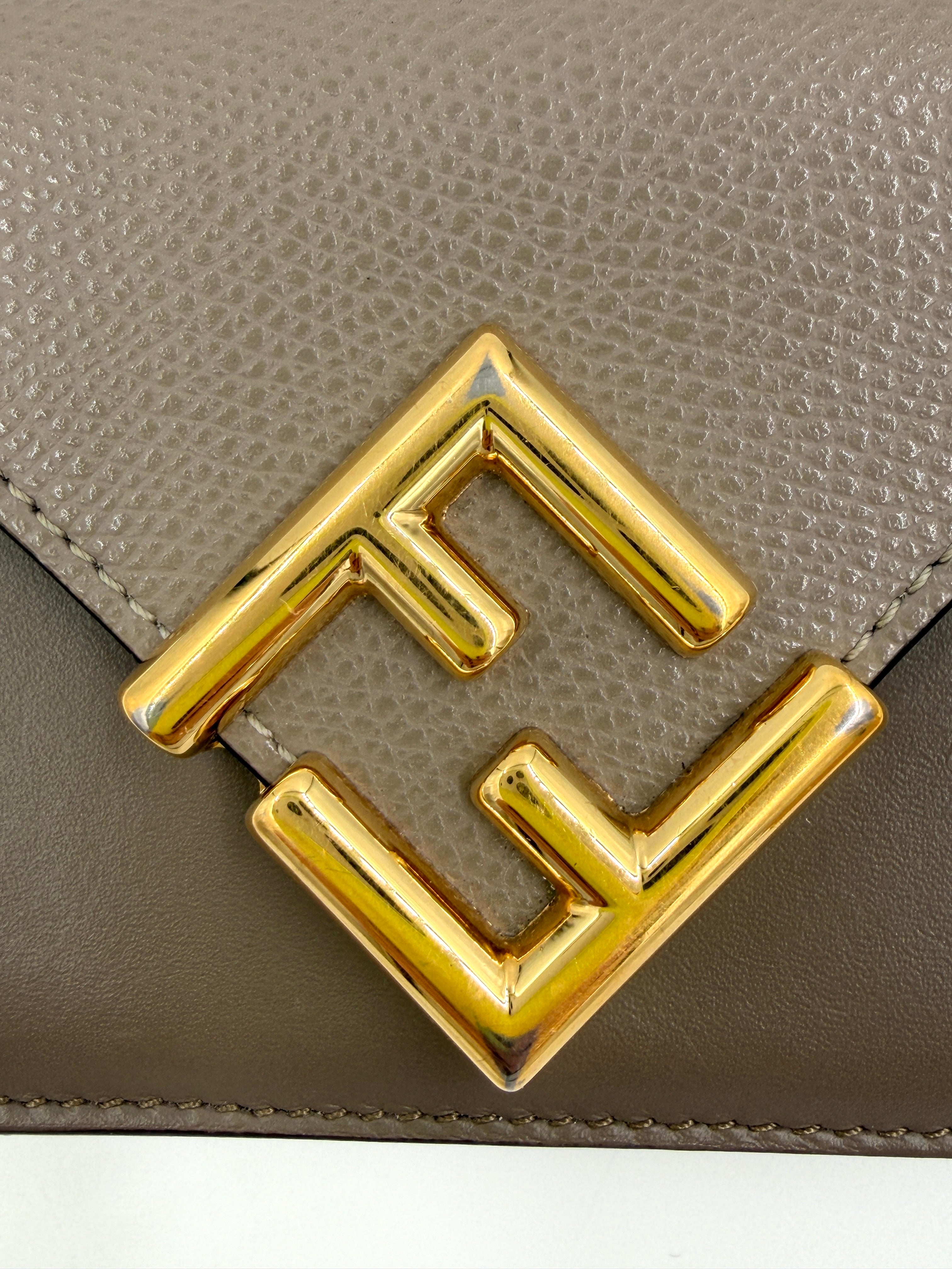 Pre-owned Brown Fendi FF Diamonds Tri-Fold Wallet Gold Hardware - Authenticated