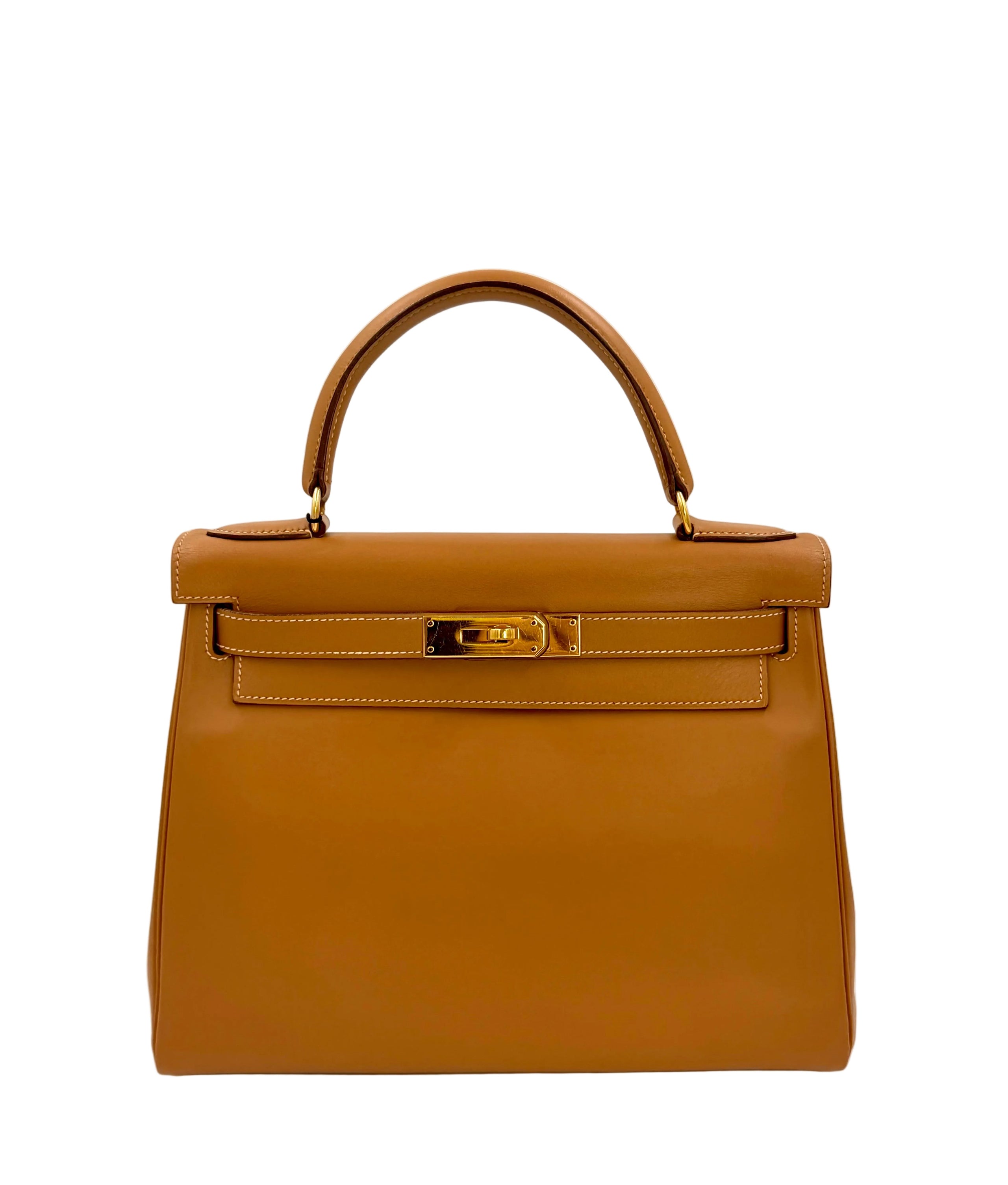 Pre-owned Hermès Vintage 1992 Kelly 28 Gold Gulliver Leather GHW - Authenticated