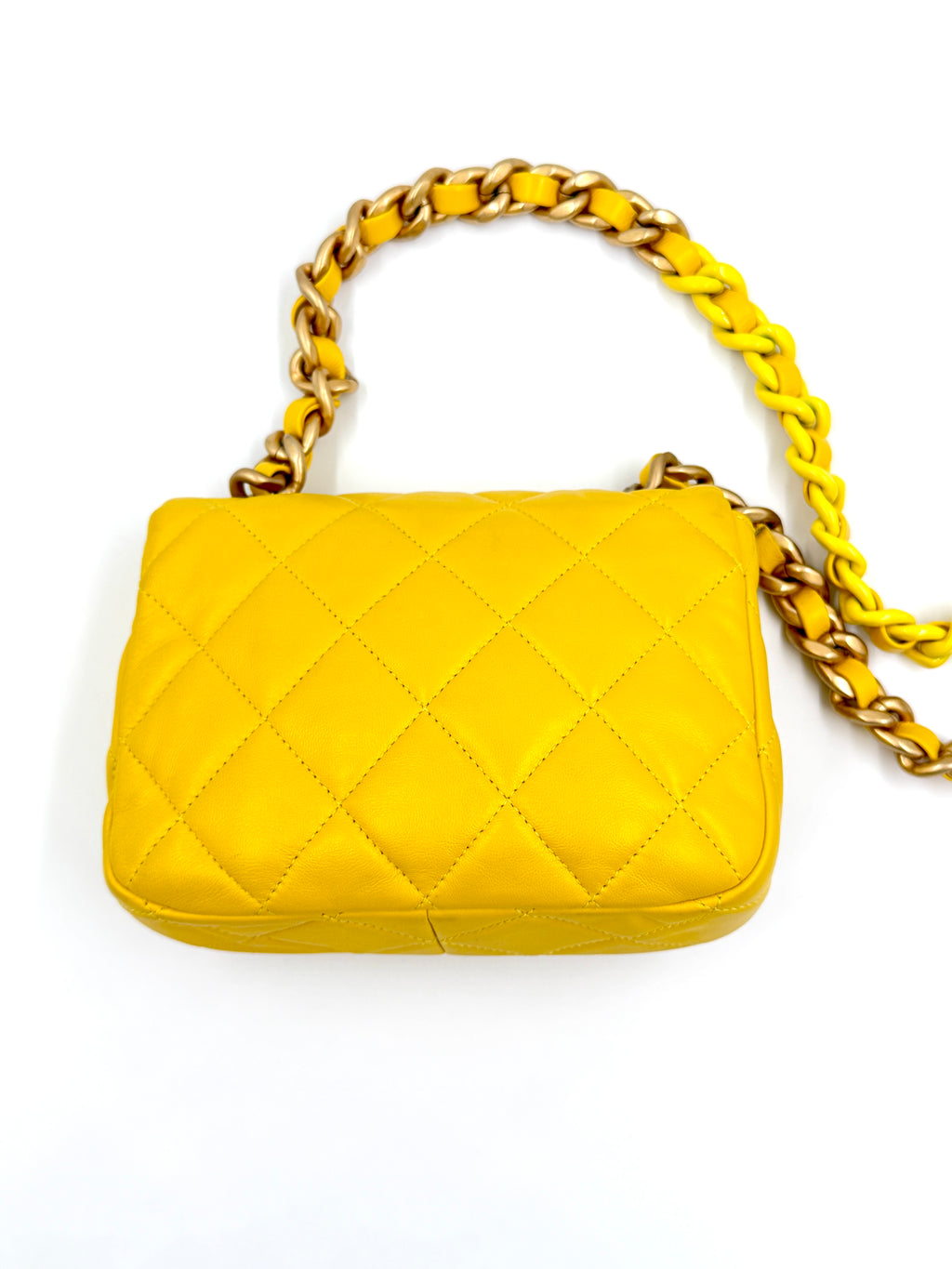 Pre-Owned Yellow Quilted Lambskin Candy Chain Flap - Authenticated