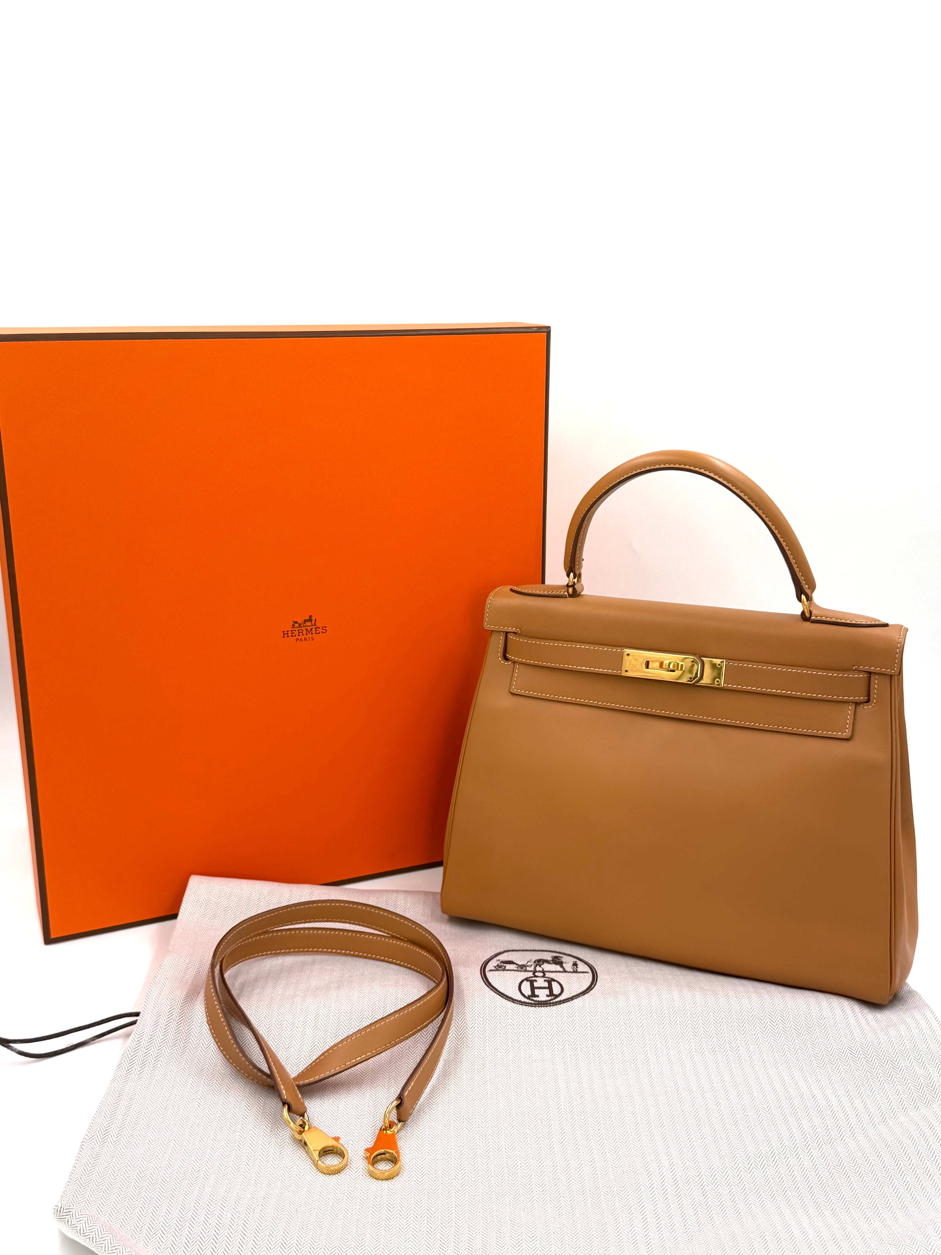 Pre-owned Hermès Vintage 1992 Kelly 28 Gold Gulliver Leather GHW - Authenticated