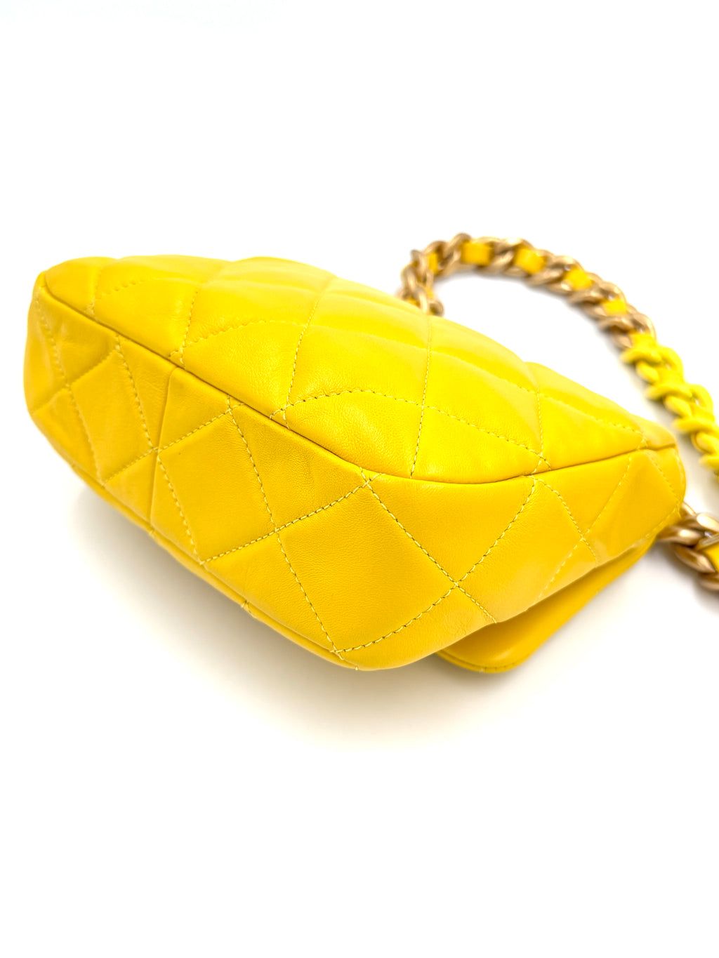Pre-Owned Yellow Quilted Lambskin Candy Chain Flap - Authenticated