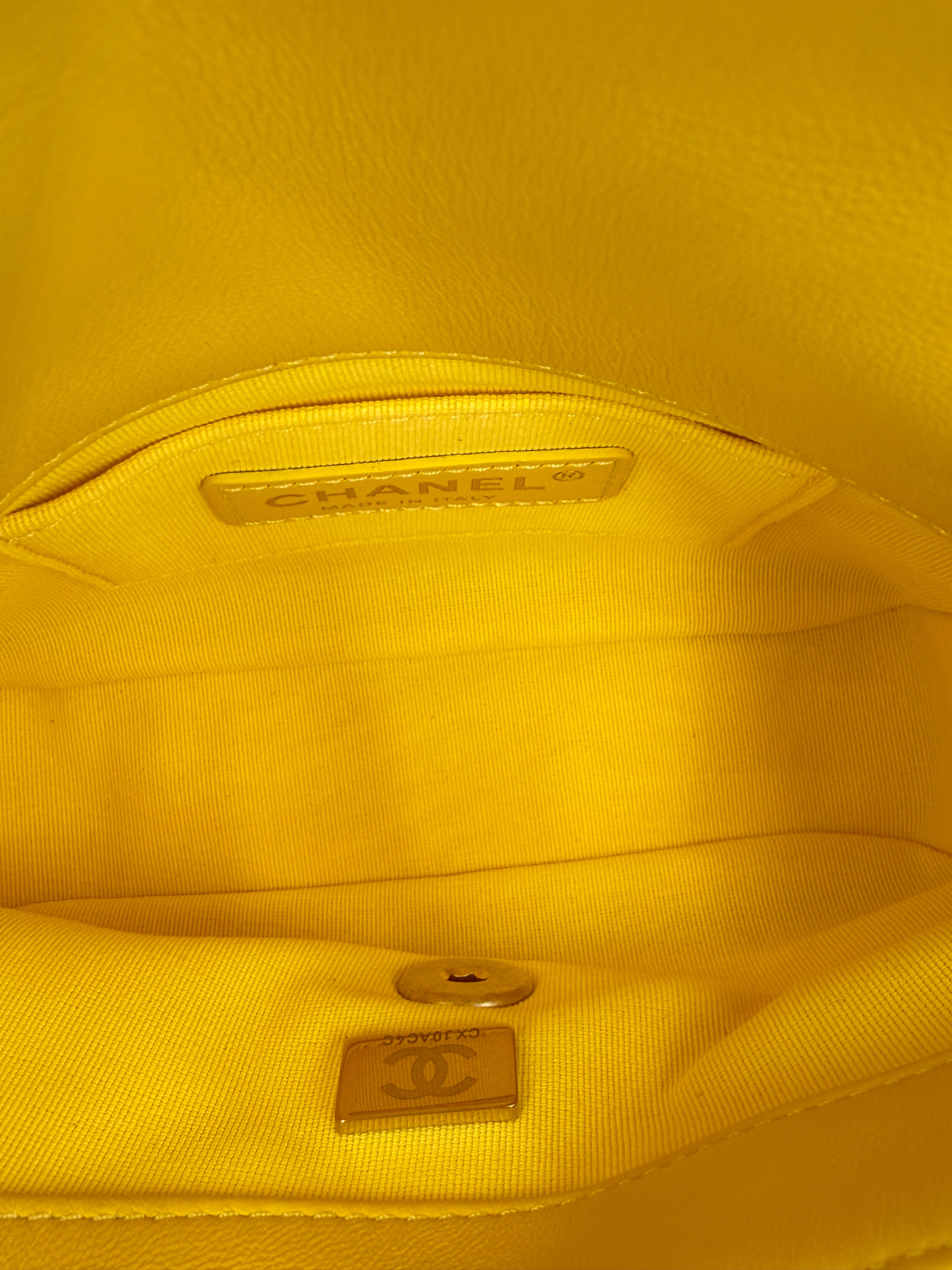 Pre-Owned Yellow Quilted Lambskin Candy Chain Flap - Authenticated