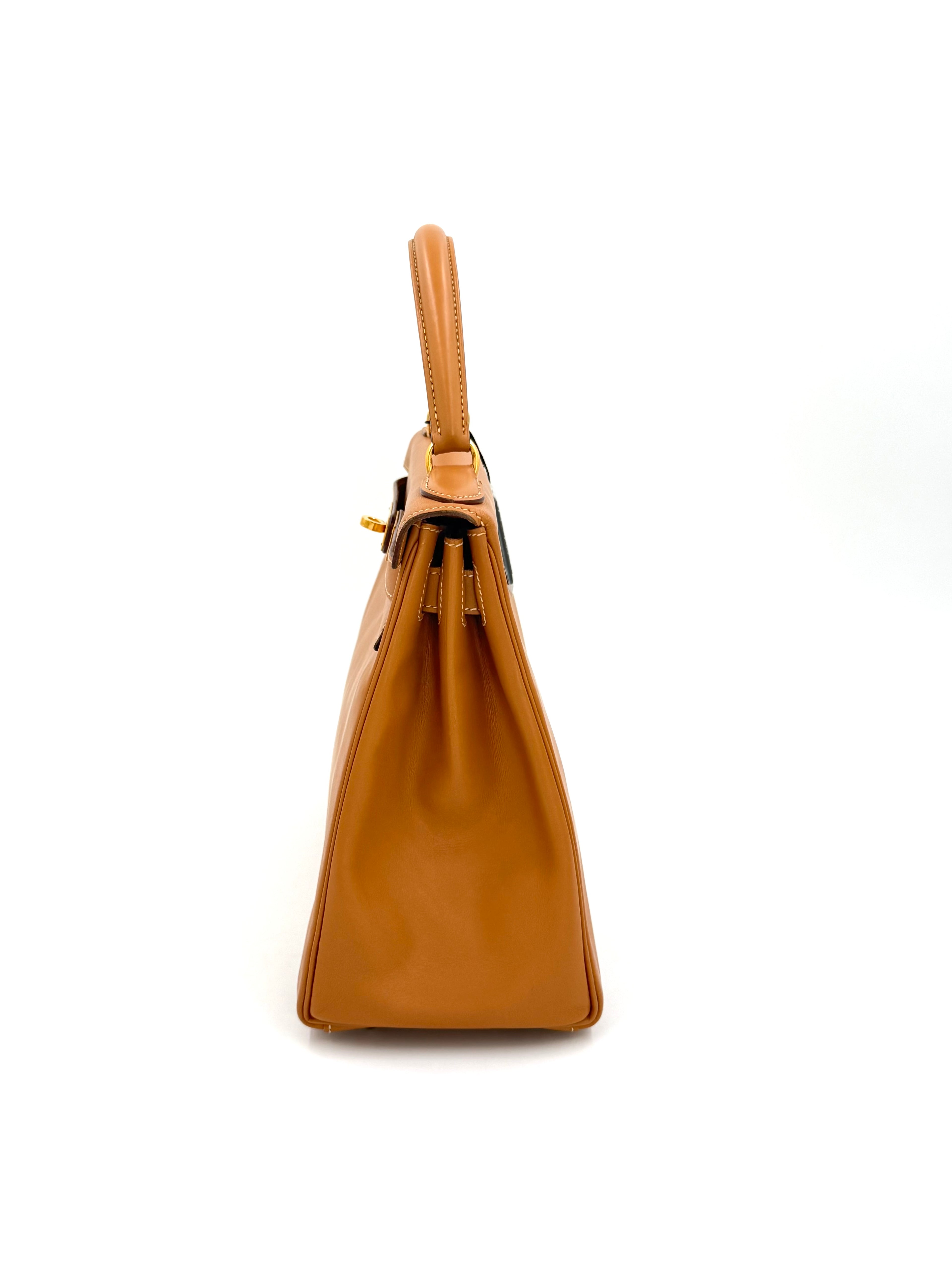 Pre-owned Hermès Vintage 1992 Kelly 28 Gold Gulliver Leather GHW - Authenticated