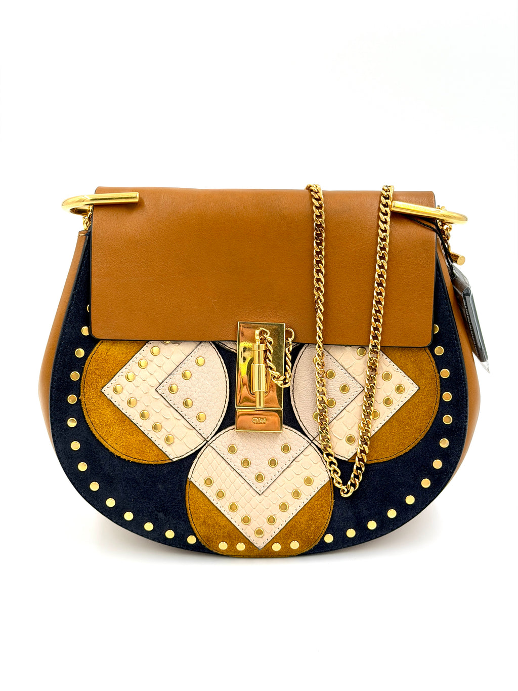 Pre-owned Chloé Drew Patchwork Studded Medium Chain Bag - Authenticated
