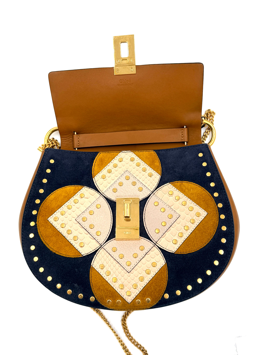 Pre-owned Chloé Drew Patchwork Studded Medium Chain Bag - Authenticated