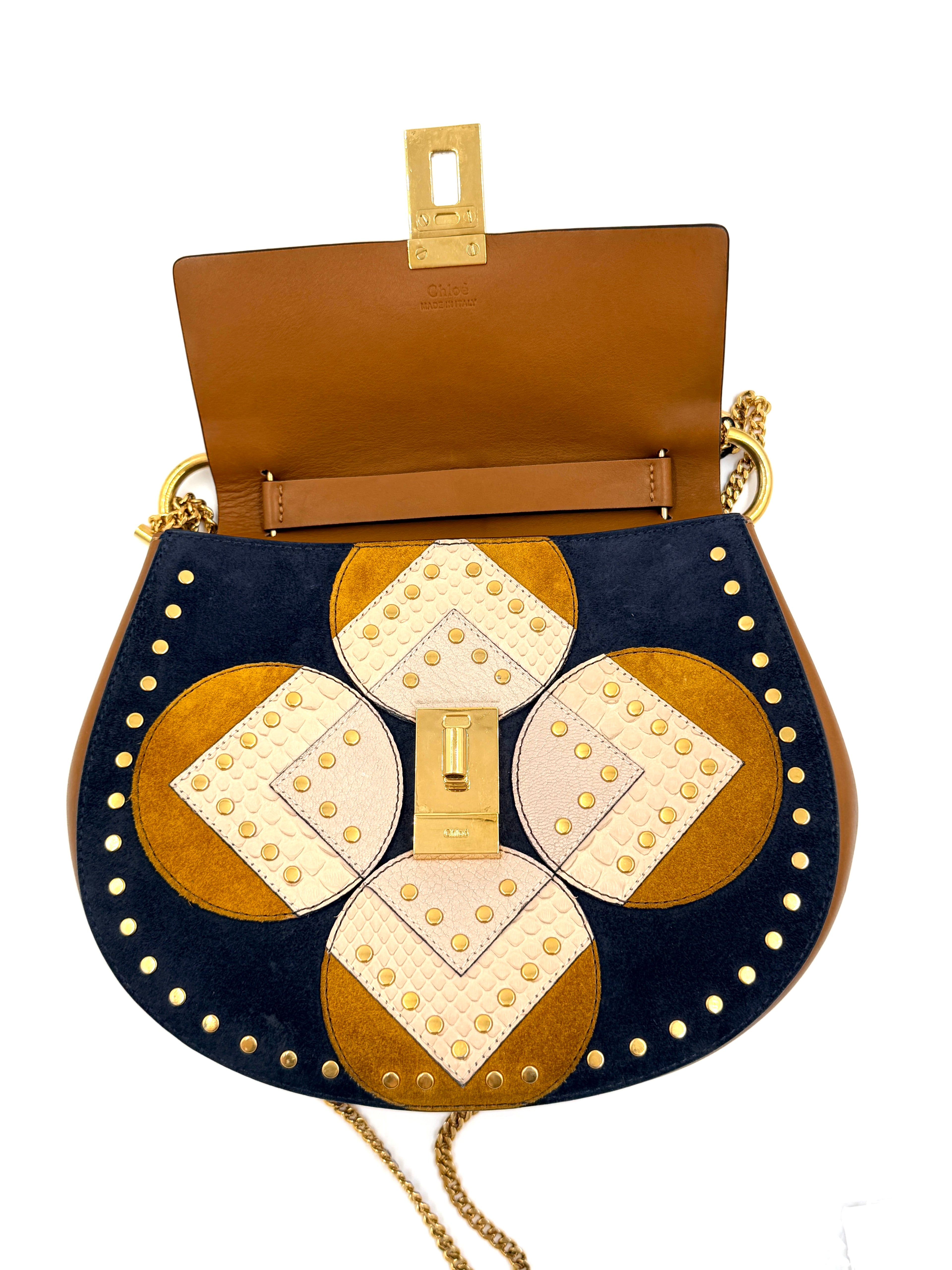 Pre-owned Chloé Drew Patchwork Studded Medium Chain Bag - Authenticated