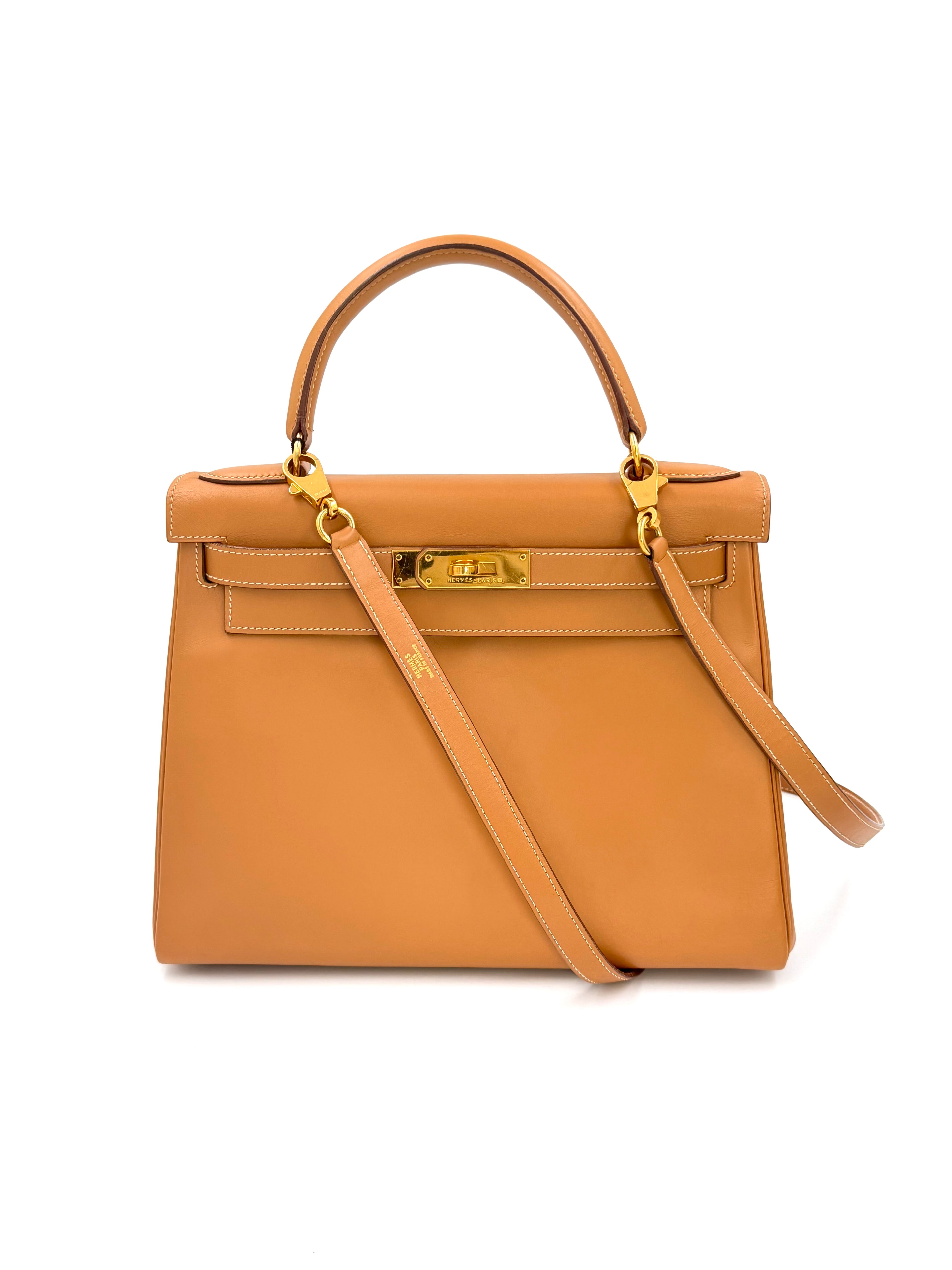 Pre-owned Hermès Vintage 1992 Kelly 28 Gold Gulliver Leather GHW - Authenticated