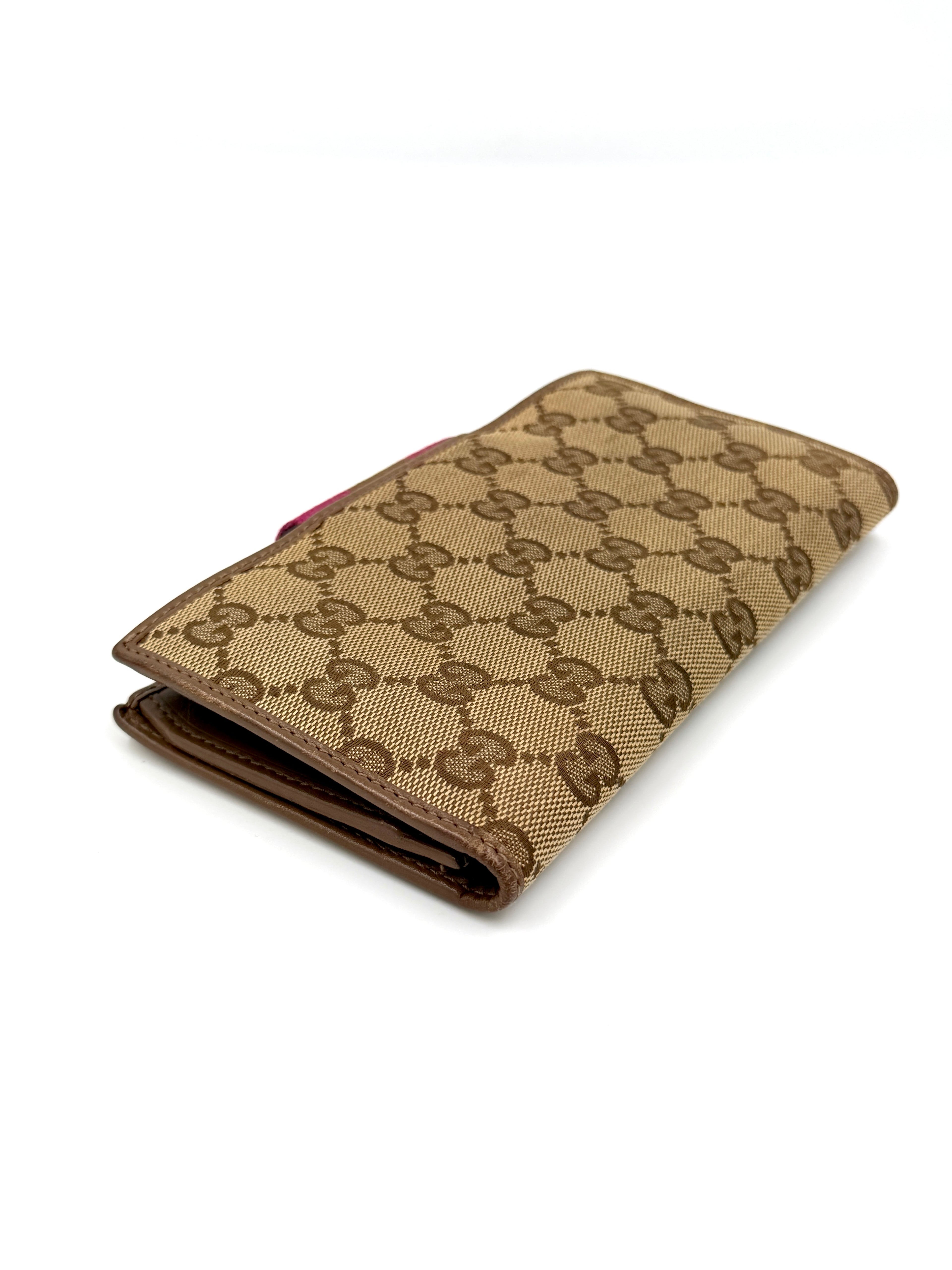 Pre-Owned Gucci Vintage GG Canvas Continental Wallet Magenta - Authenticated