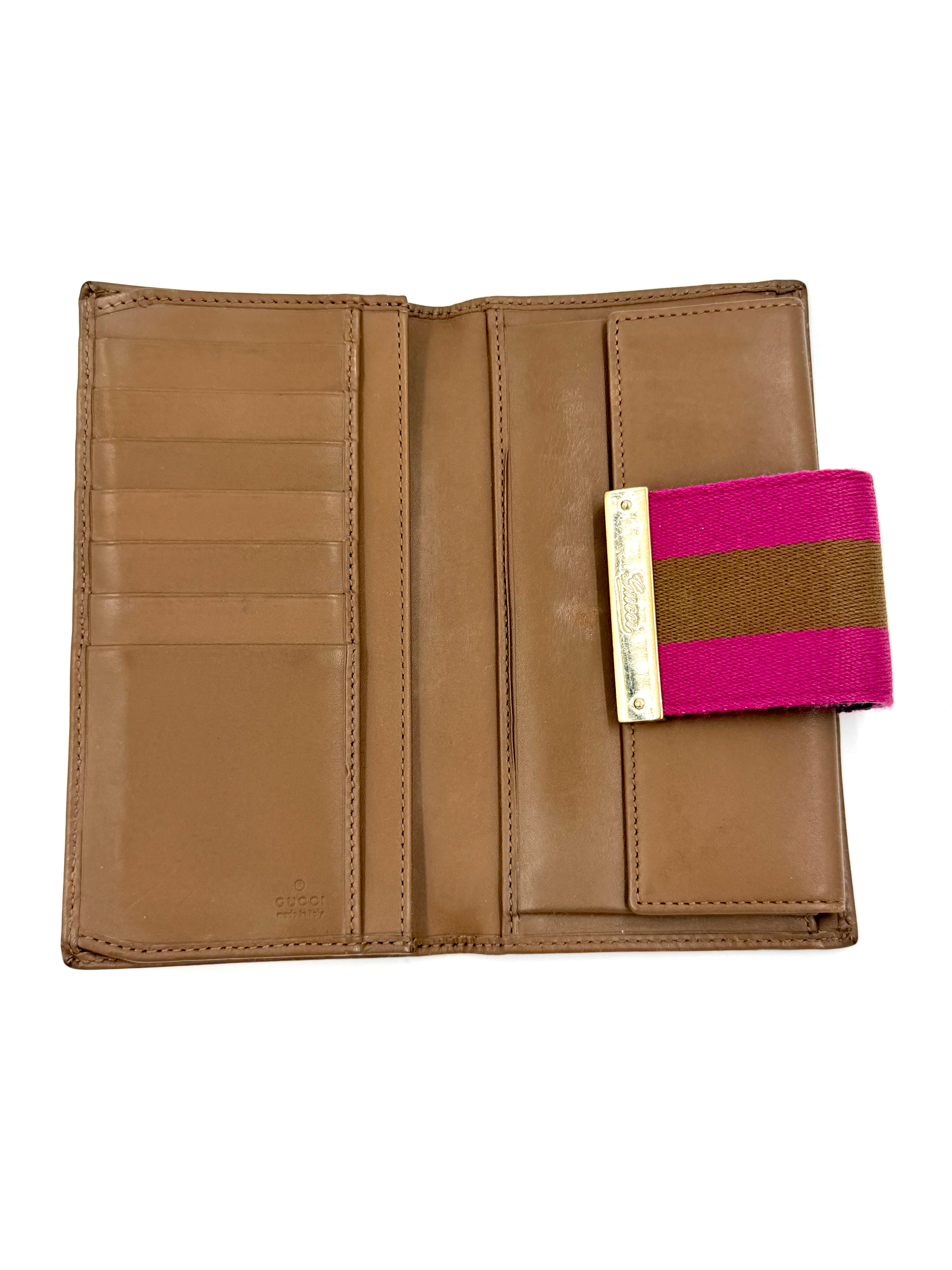 Pre-Owned Gucci Vintage GG Canvas Continental Wallet Magenta - Authenticated