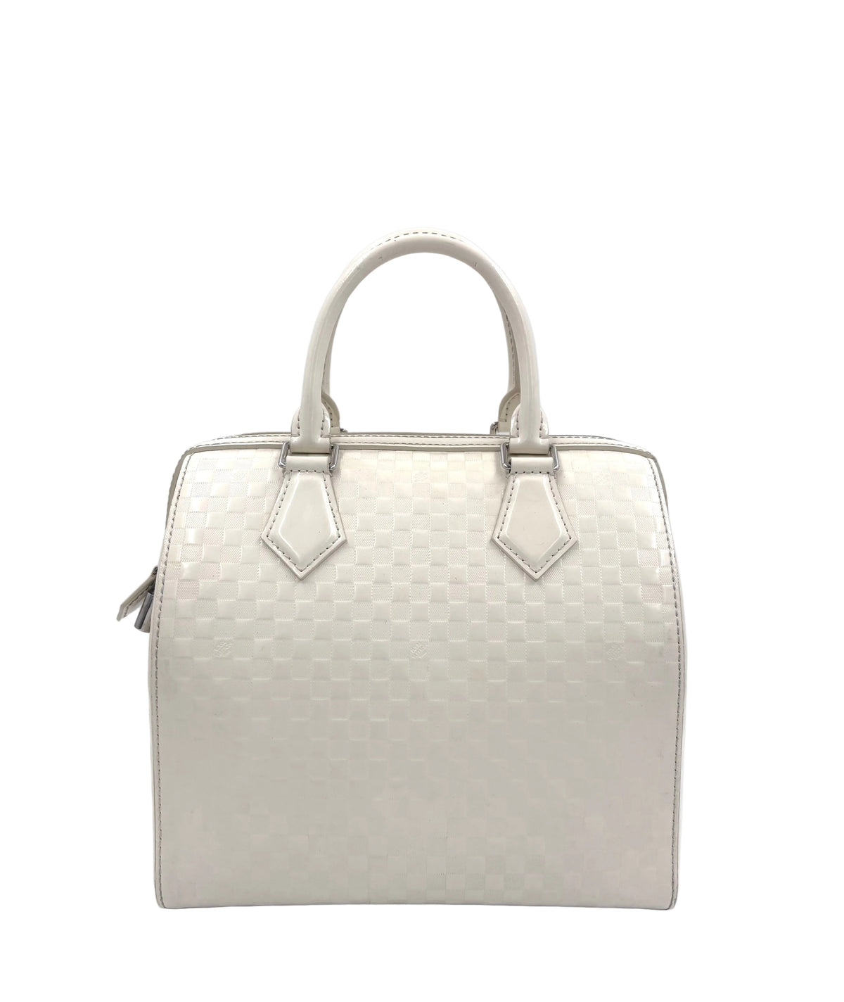 Pre-owned Louis Vuitton Damier Facette Speedy Cube Creme/Ecru Patent Leather Handbag - Authenticated