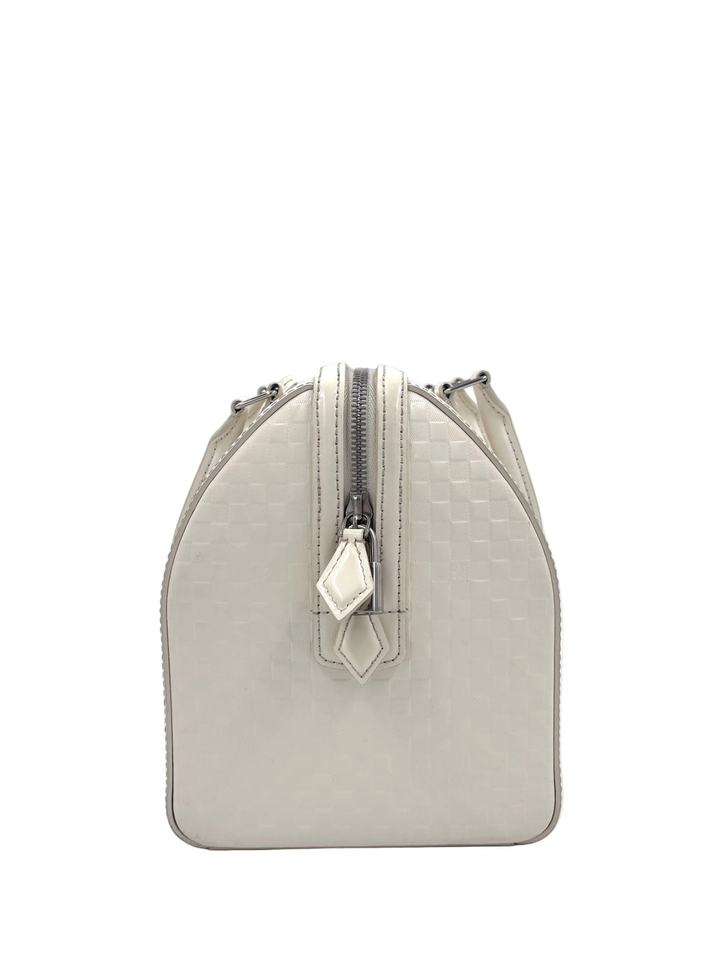 Pre-owned Louis Vuitton Damier Facette Speedy Cube Creme/Ecru Patent Leather Handbag - Authenticated