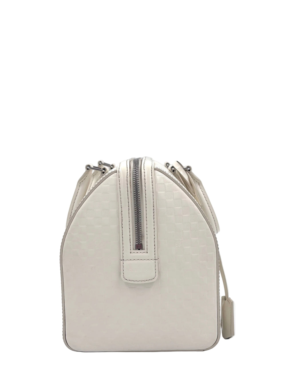 Pre-owned Louis Vuitton Damier Facette Speedy Cube Creme/Ecru Patent Leather Handbag - Authenticated