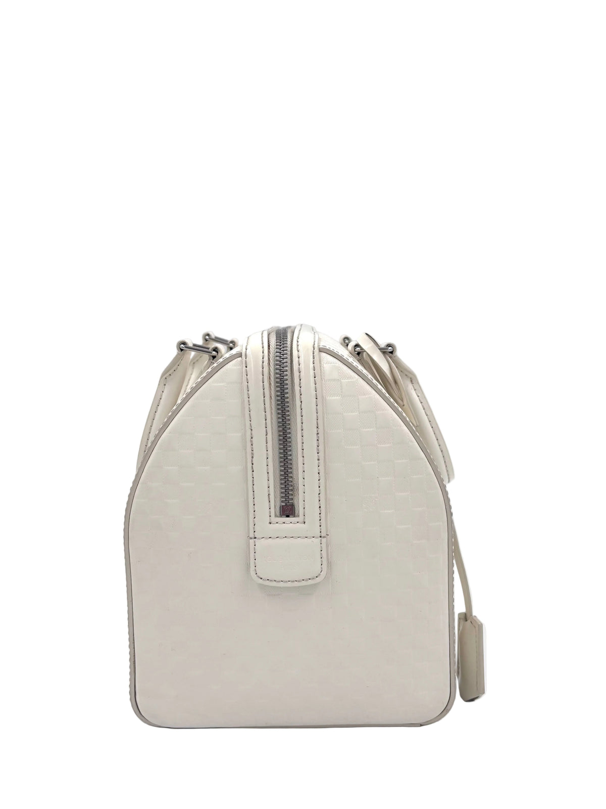 Pre-owned Louis Vuitton Damier Facette Speedy Cube Creme/Ecru Patent Leather Handbag - Authenticated