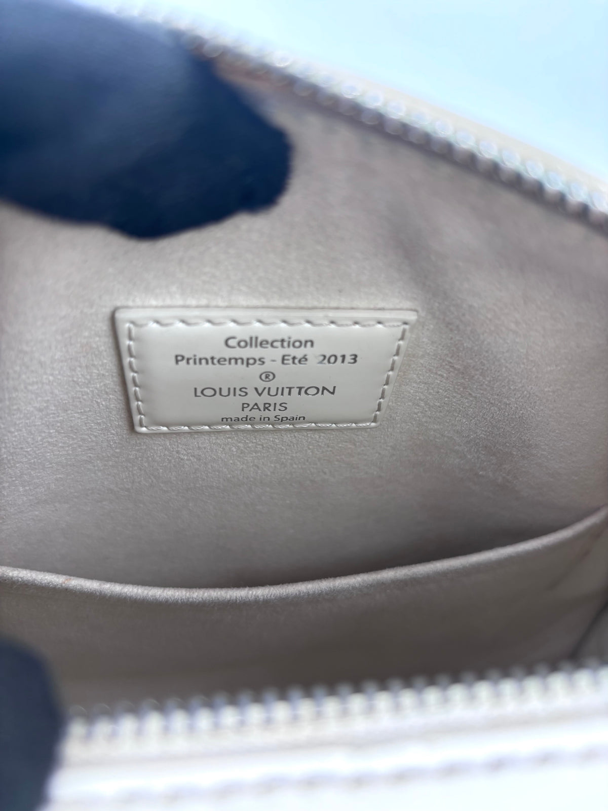 Pre-owned Louis Vuitton Damier Facette Speedy Cube Creme/Ecru Patent Leather Handbag - Authenticated