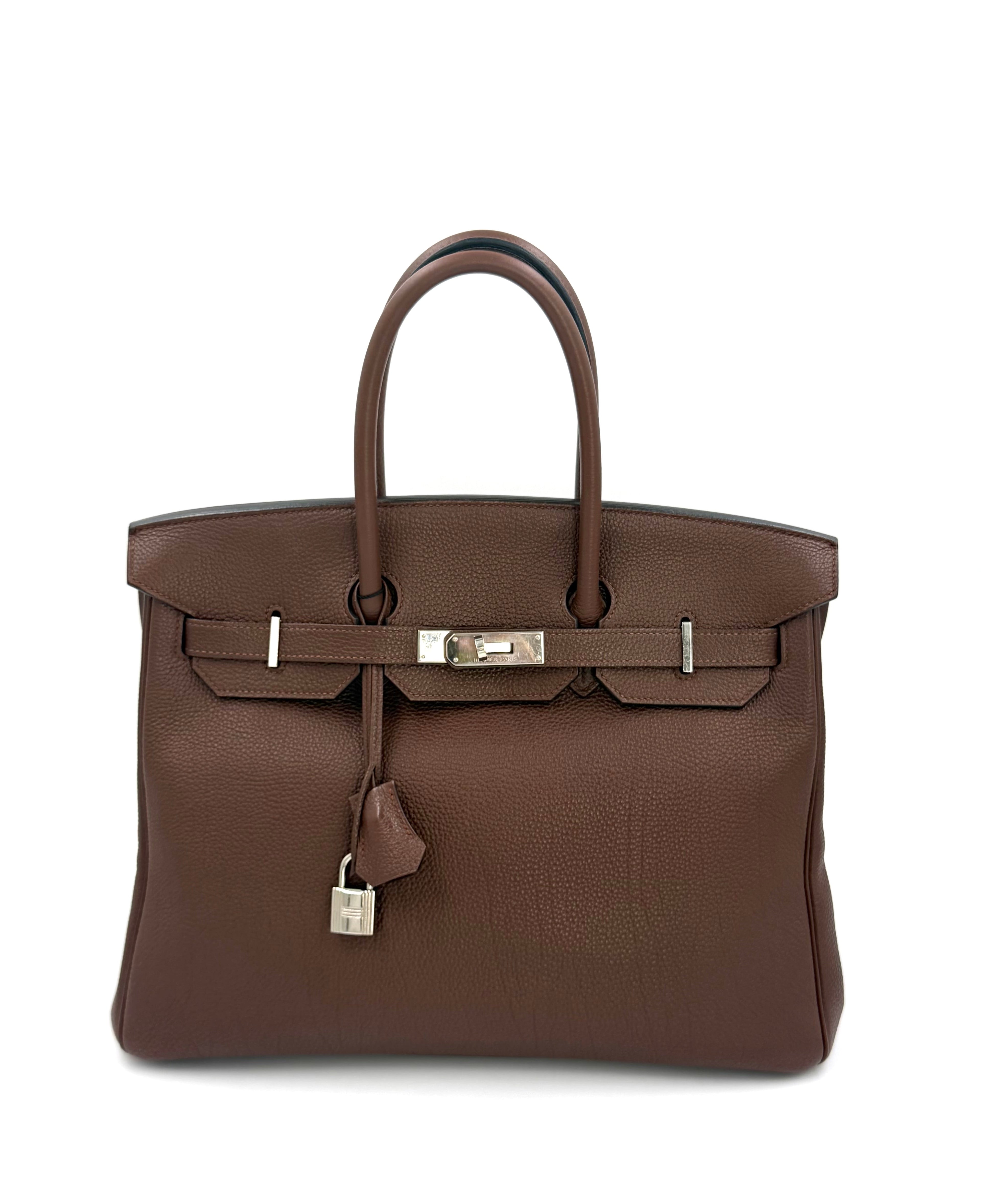 Pre-owned Hermès Birkin 35 Chocolat Togo Leather PHW - Authenticated