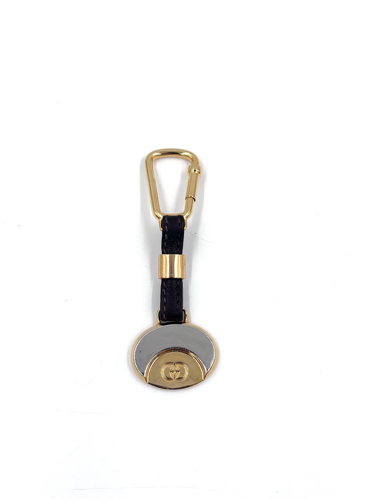 Pre-owned Gucci Brown Leather Mixed Metal Keychain Bagcharm