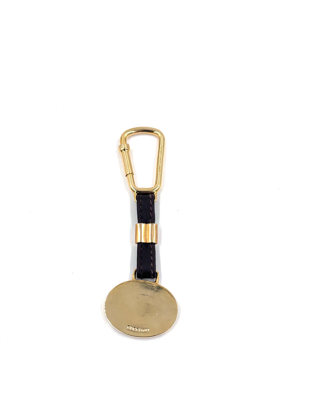 Pre-owned Gucci Brown Leather Mixed Metal Keychain Bagcharm