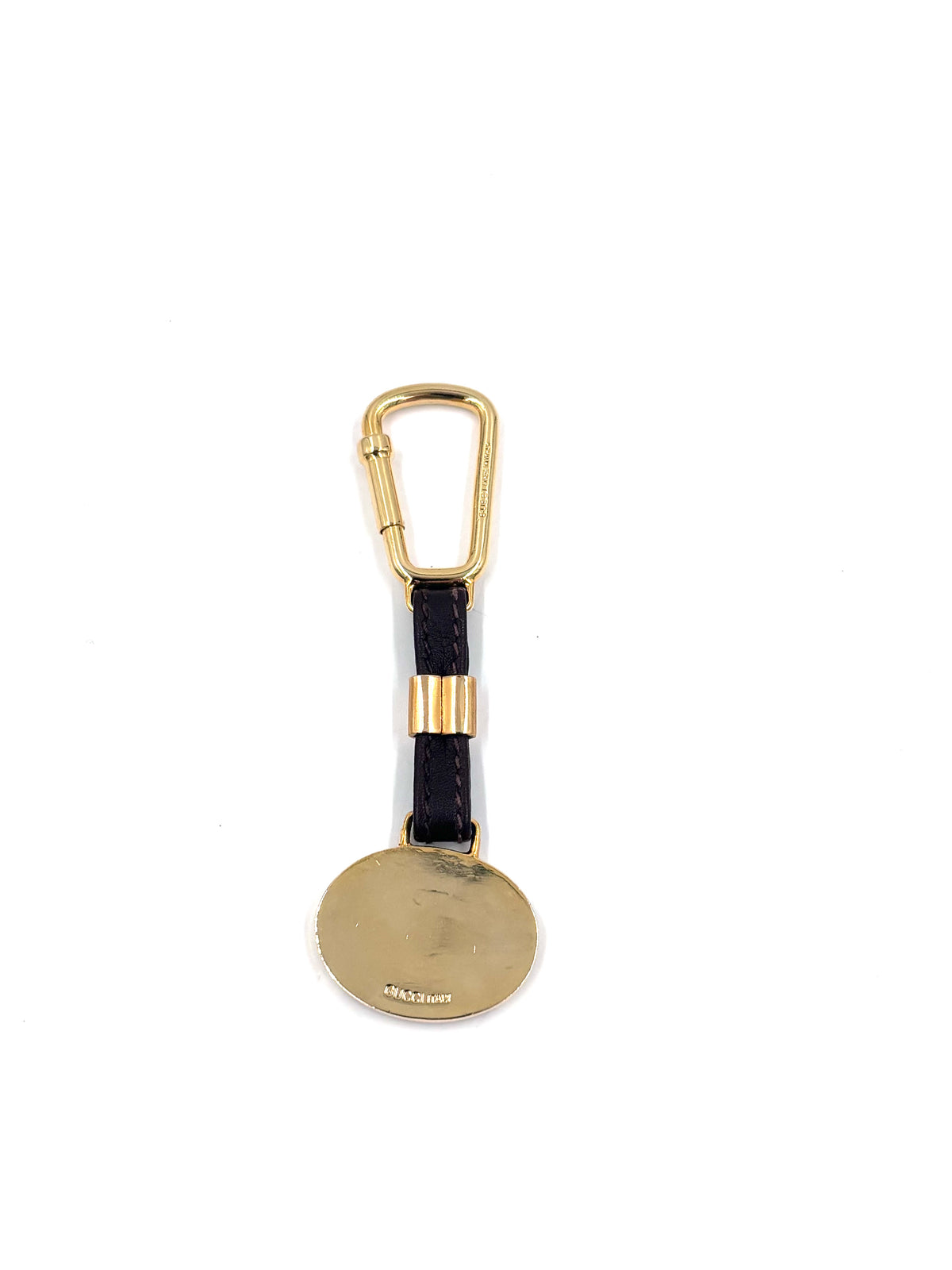 Pre-owned Gucci Brown Leather Mixed Metal Keychain Bagcharm