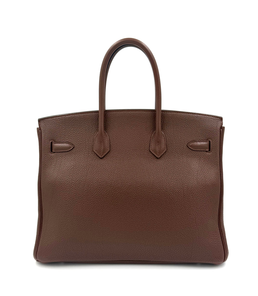 Pre-owned Hermès Birkin 35 Chocolat Togo Leather PHW - Authenticated
