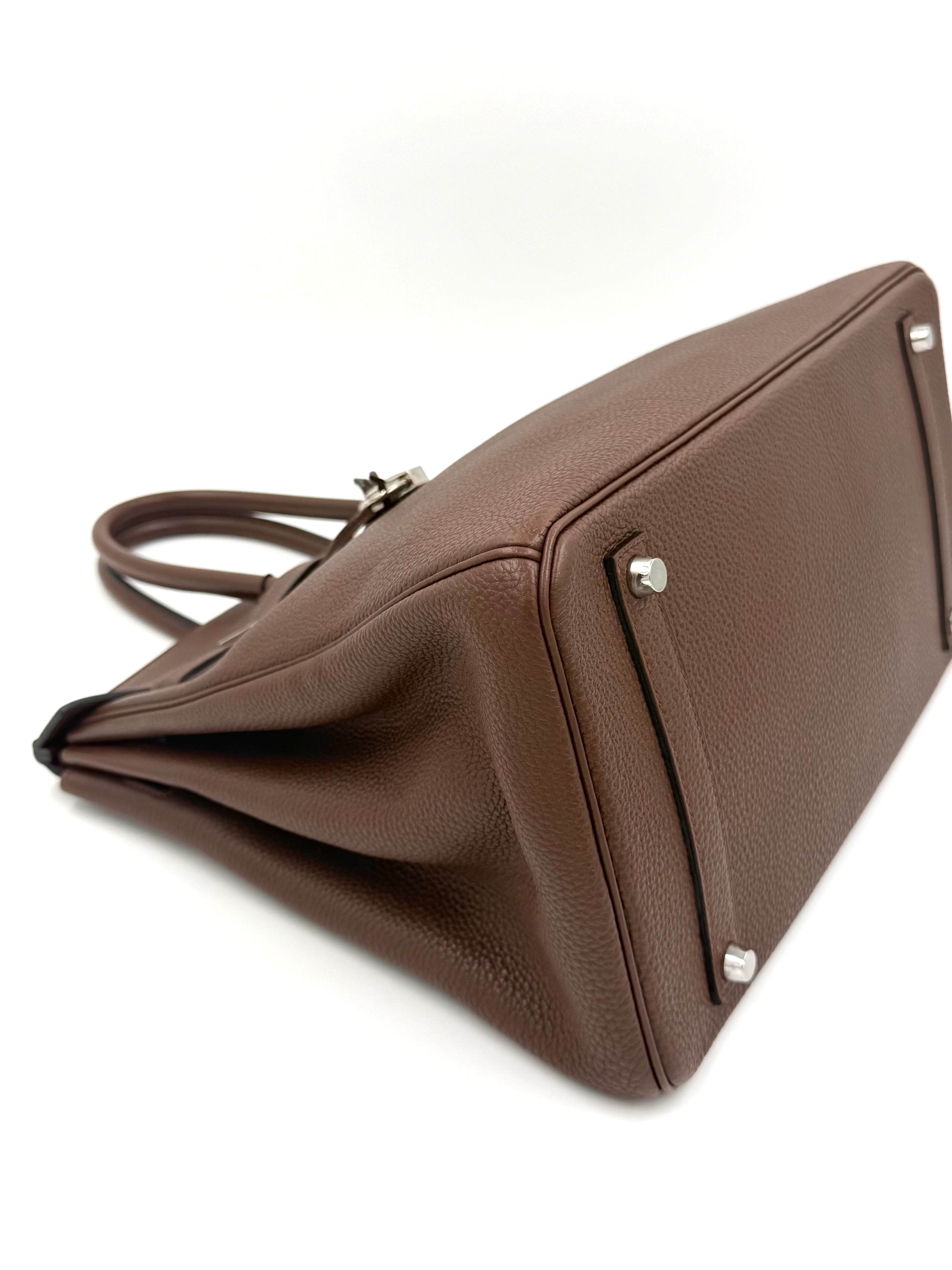 Pre-owned Hermès Birkin 35 Chocolat Togo Leather PHW - Authenticated