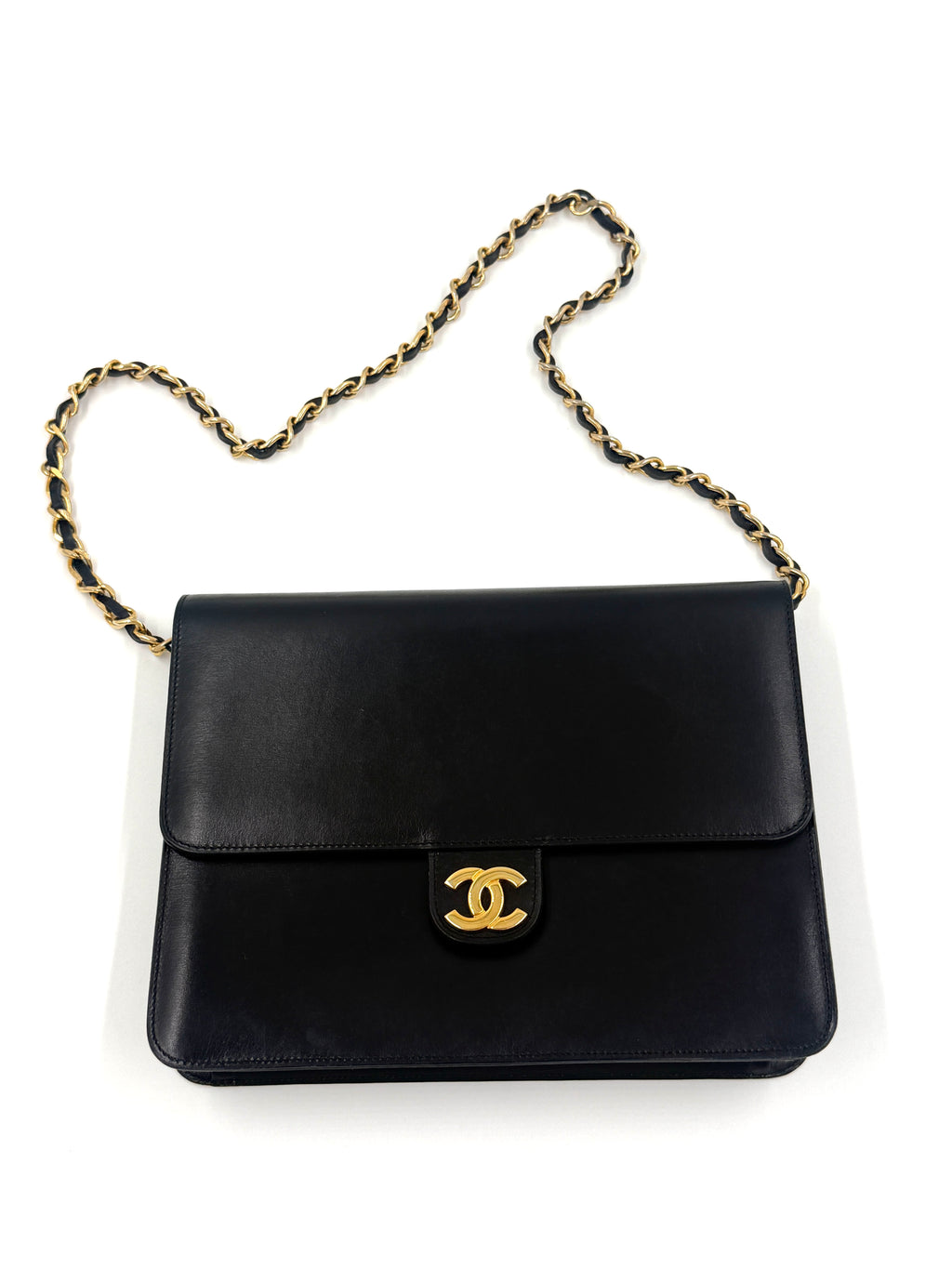 Pre-Owned Chanel Square Single Flap Bag 1980s Gold Hardware - Authenticated
