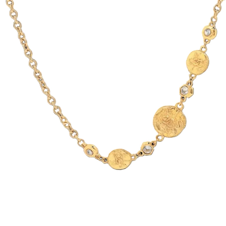 Pre-Owned Chanel Vintage Strass CC Medallion Long Necklace - Authenticated