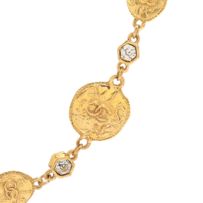 Pre-Owned Chanel Vintage Strass CC Medallion Long Necklace - Authenticated