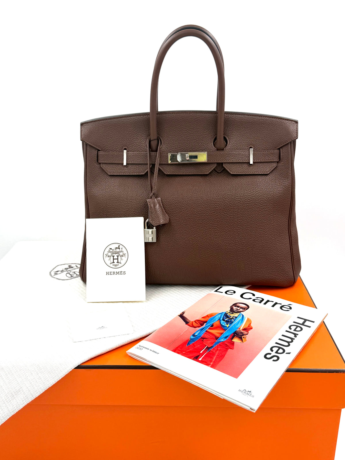 Pre-owned Hermès Birkin 35 Chocolat Togo Leather PHW - Authenticated