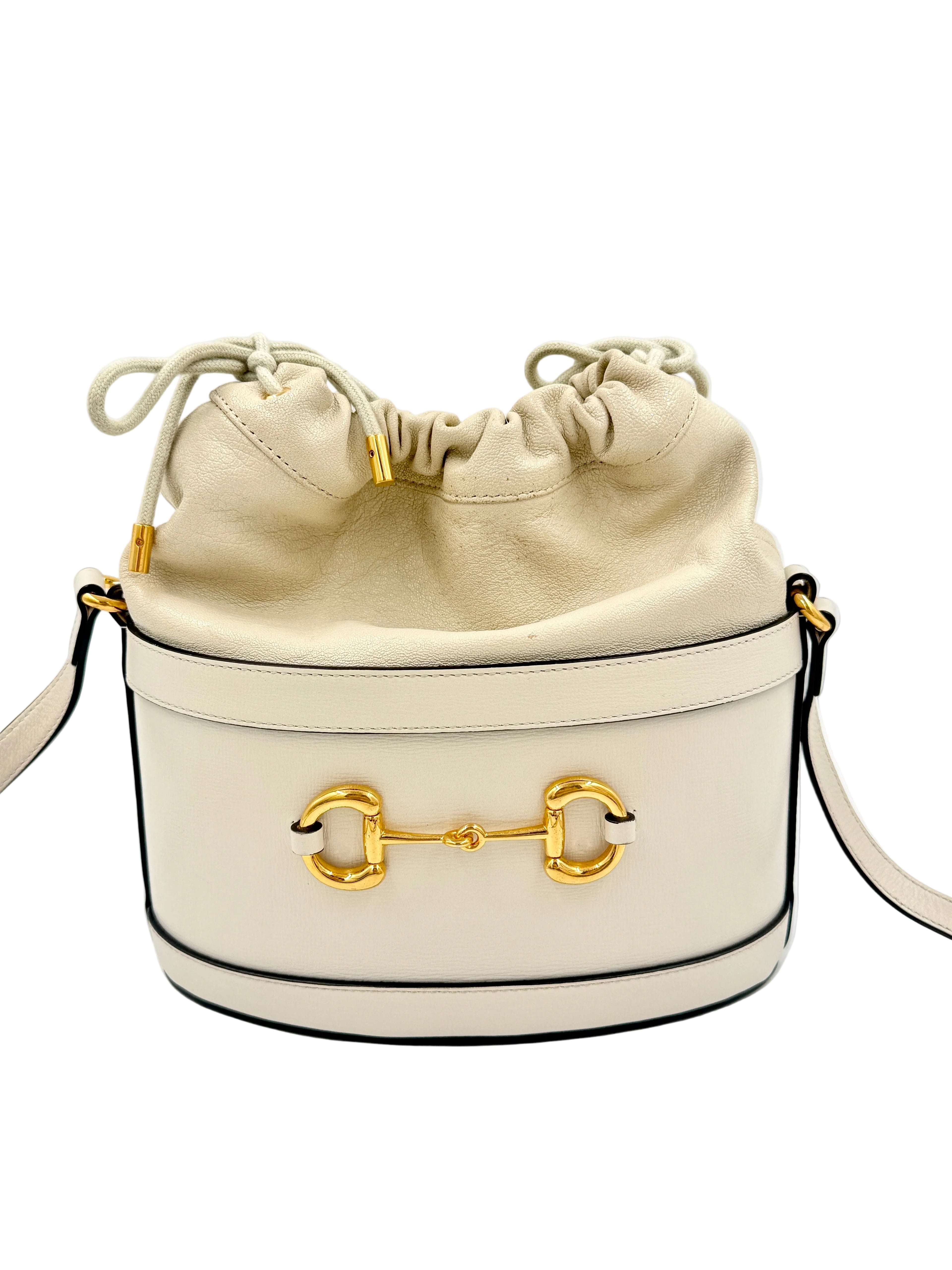 Pre-Owned Gucci Leather Horsebit 1955 Bucket Bag with Crossbody Strap - Authenticated