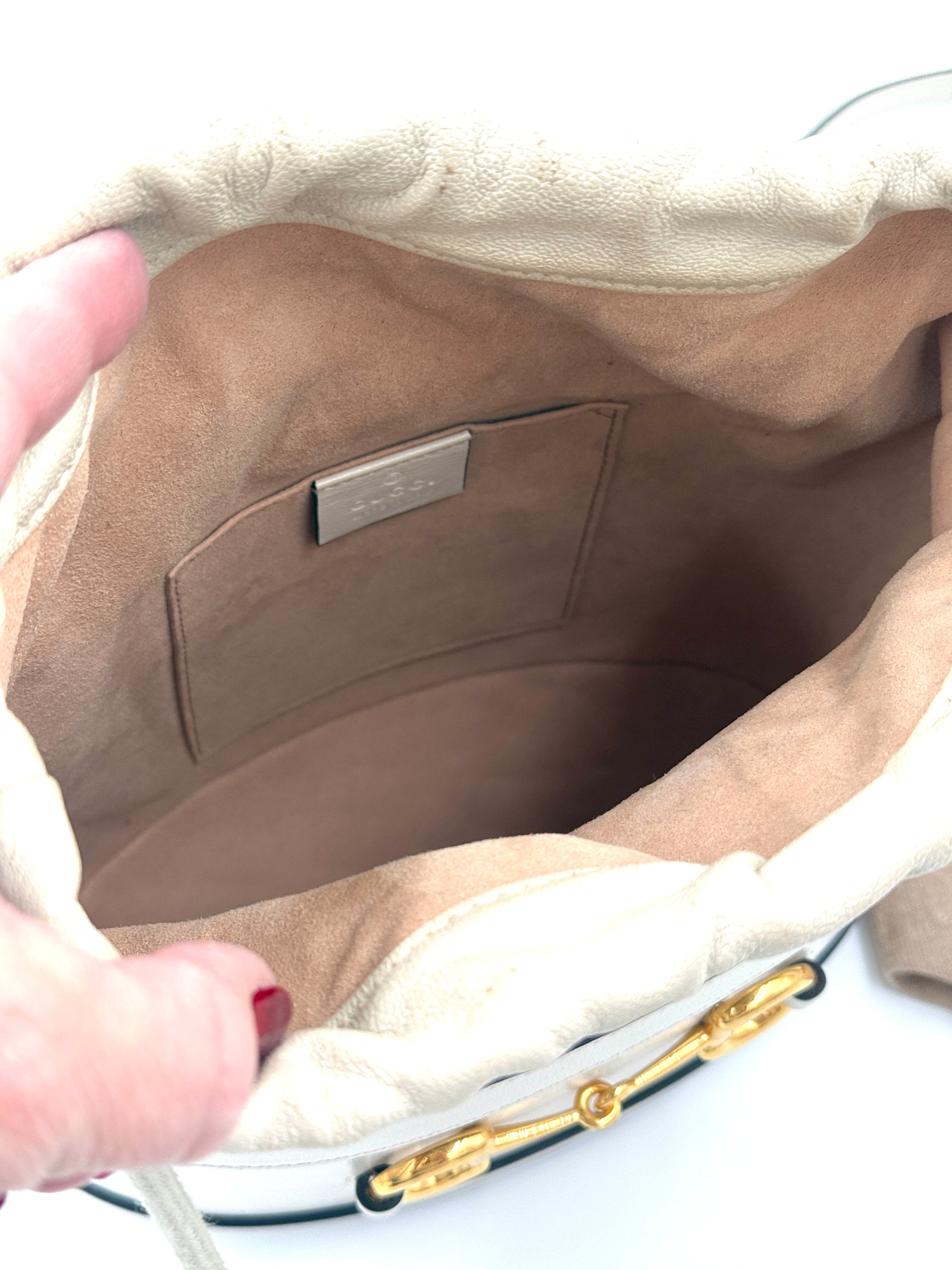 Pre-Owned Gucci Leather Horsebit 1955 Bucket Bag with Crossbody Strap - Authenticated
