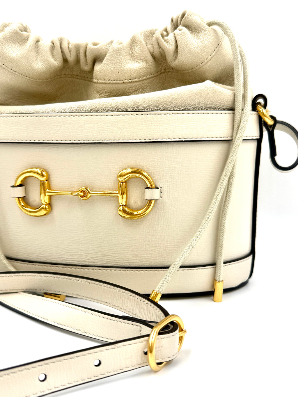 Pre-Owned Gucci Leather Horsebit 1955 Bucket Bag with Crossbody Strap - Authenticated