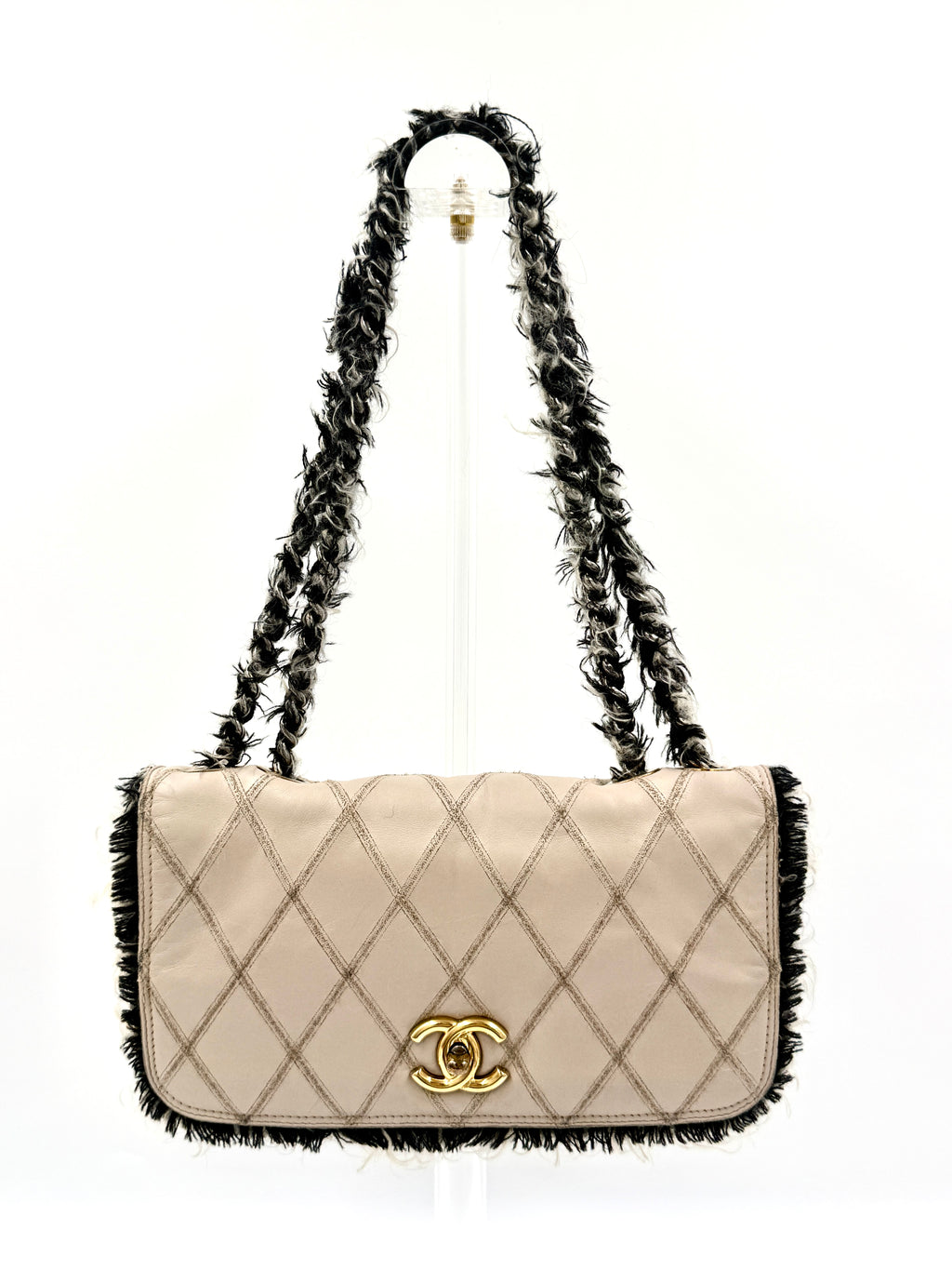 Pre-Owned Chanel Trendy CC Leather and Tweed Shoulder/Crossbody Bag Ivory and Black - Authenticated