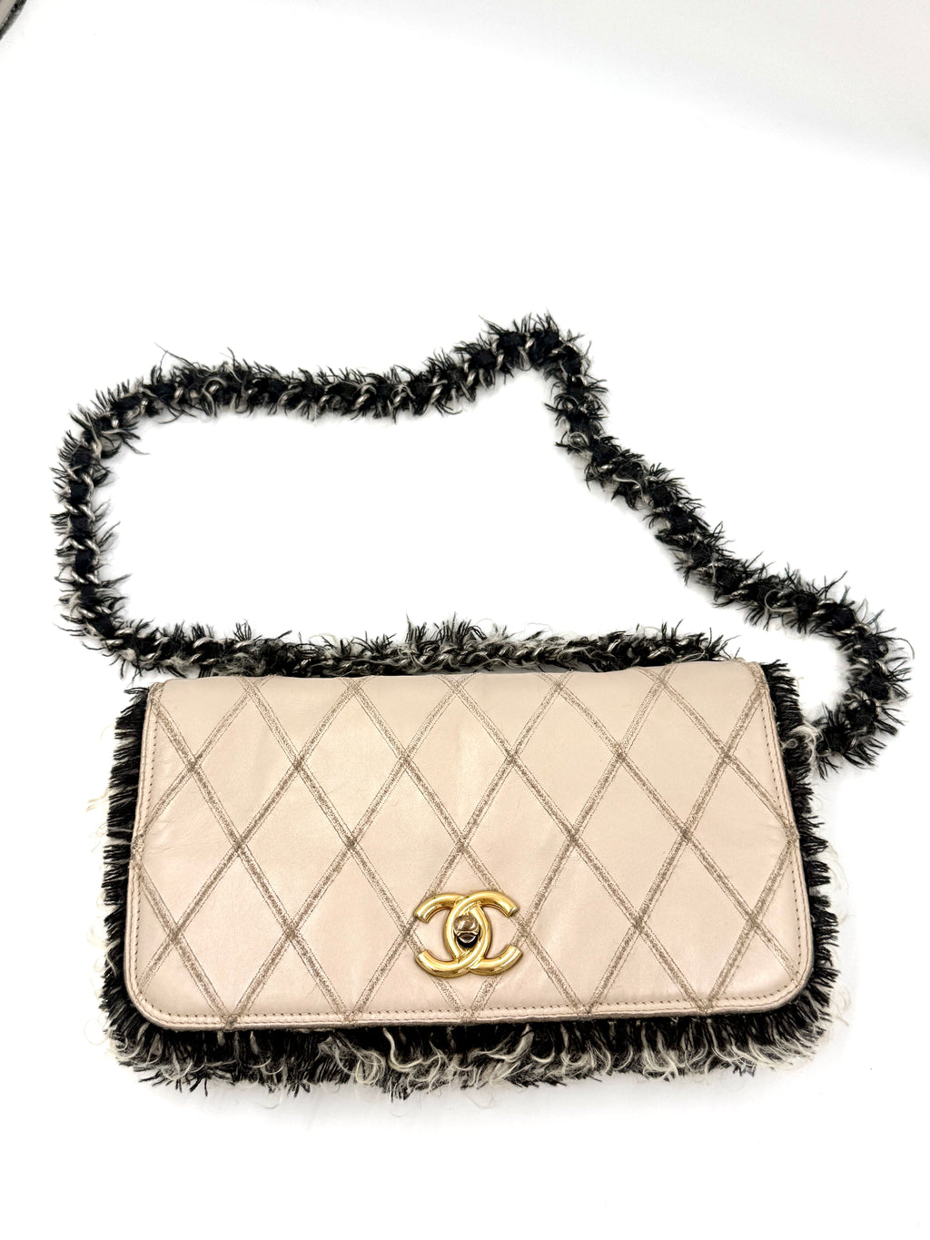 Pre-Owned Chanel Trendy CC Leather and Tweed Shoulder/Crossbody Bag Ivory and Black - Authenticated