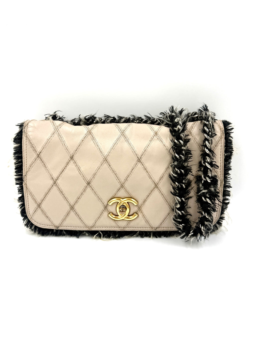 Pre-Owned Chanel Trendy CC Leather and Tweed Shoulder/Crossbody Bag Ivory and Black - Authenticated