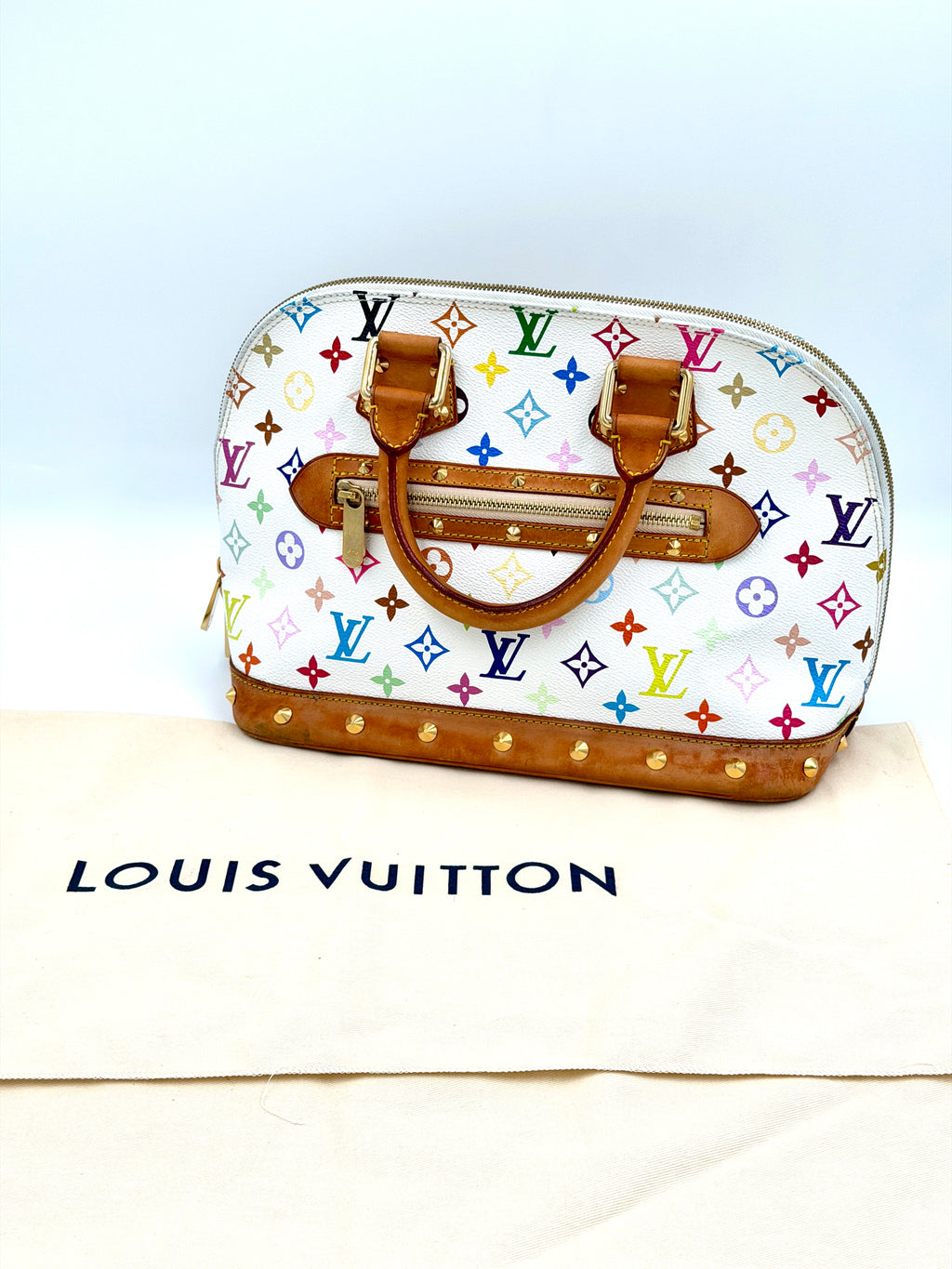 Pre-owned Louis Vuitton Monogram Multicolor Alma White - Authenticated