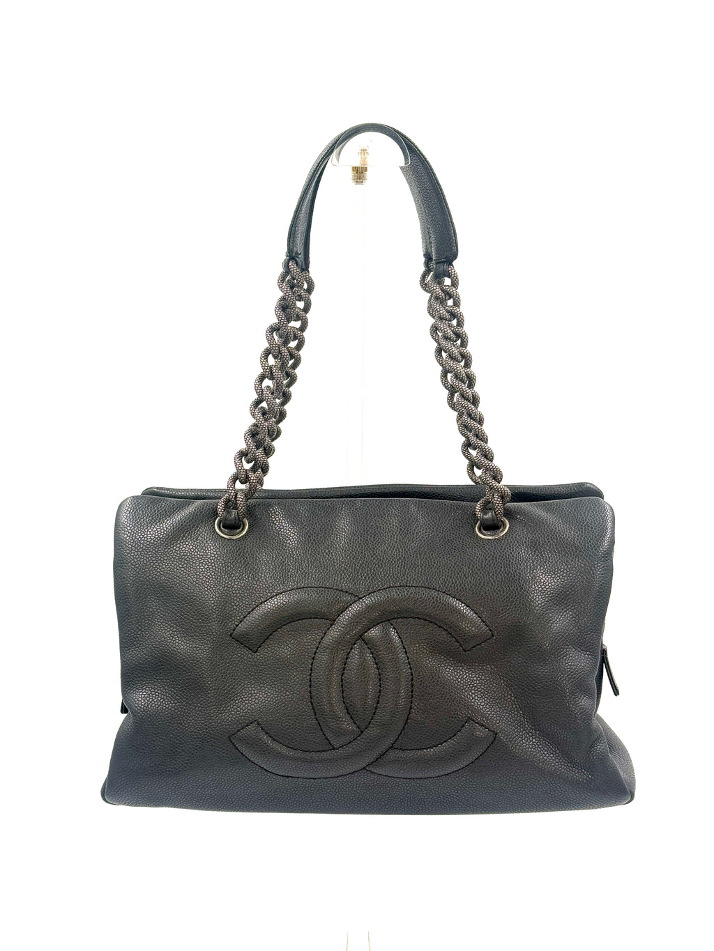 Pre-Owned Chanel 31 Tote Charcoal Caviar Leather Medium - Authenticated