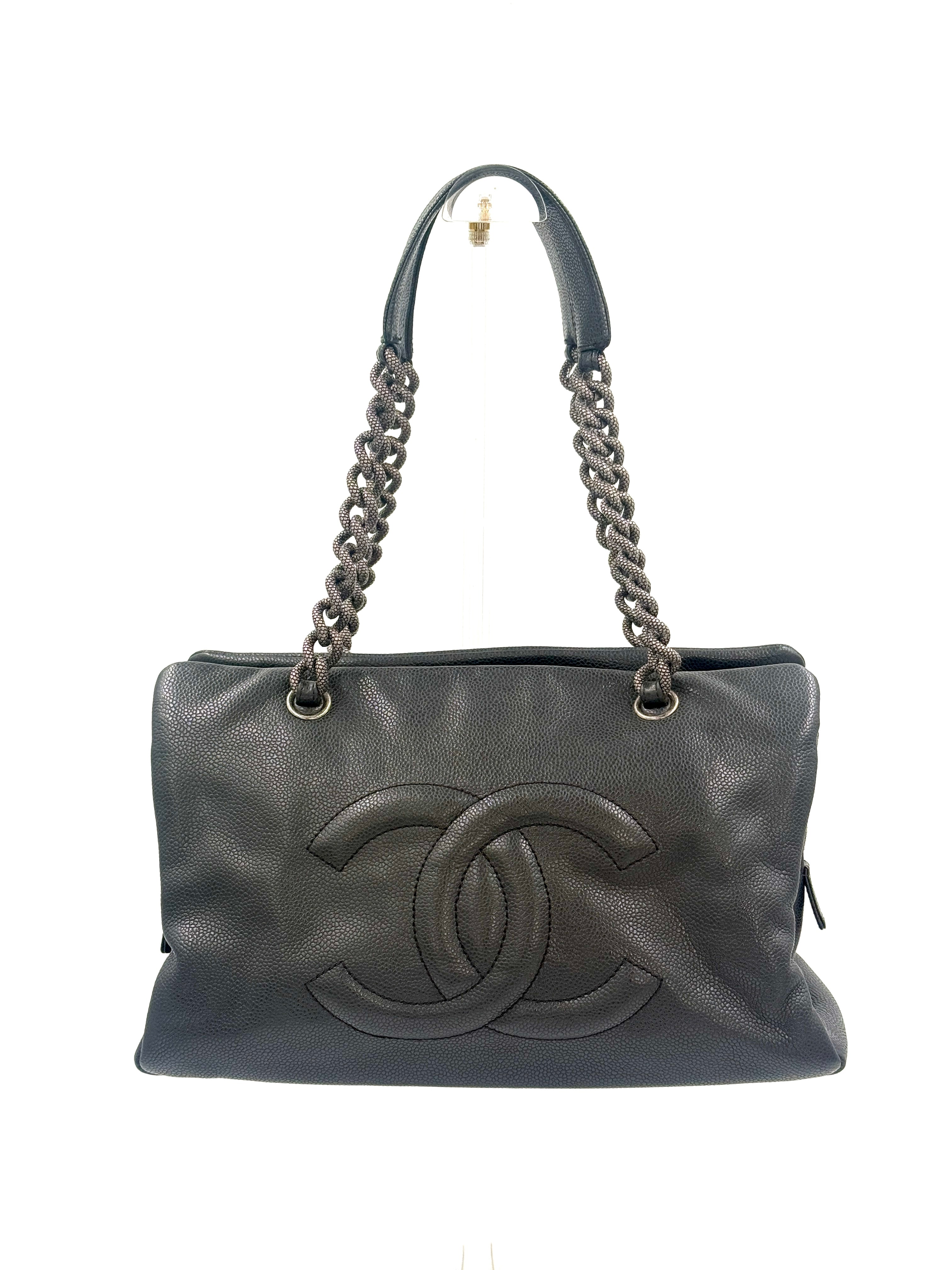Pre-Owned Chanel 31 Tote Charcoal Caviar Leather Medium - Authenticated