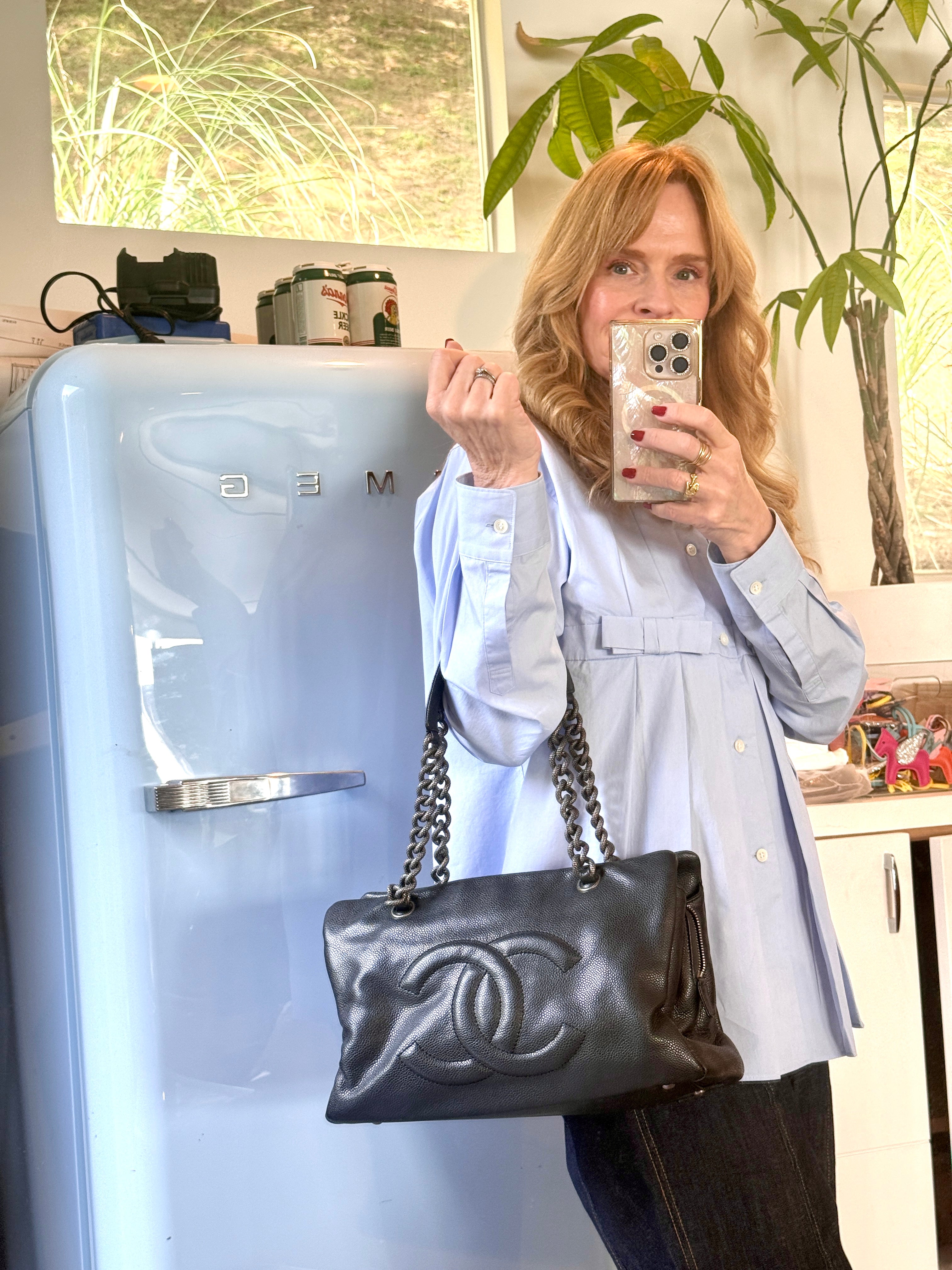 Pre-Owned Chanel 31 Tote Charcoal Caviar Leather Medium - Authenticated