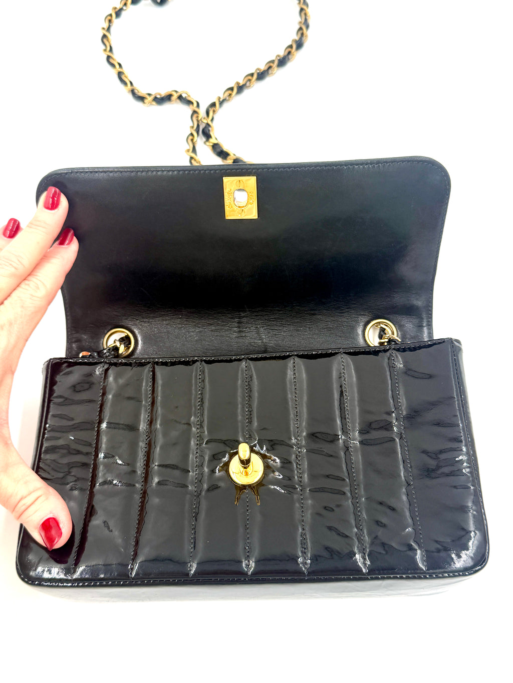 Pre-Owned Chanel Black Patent Leather Mademoiselle Bag - Authenticated