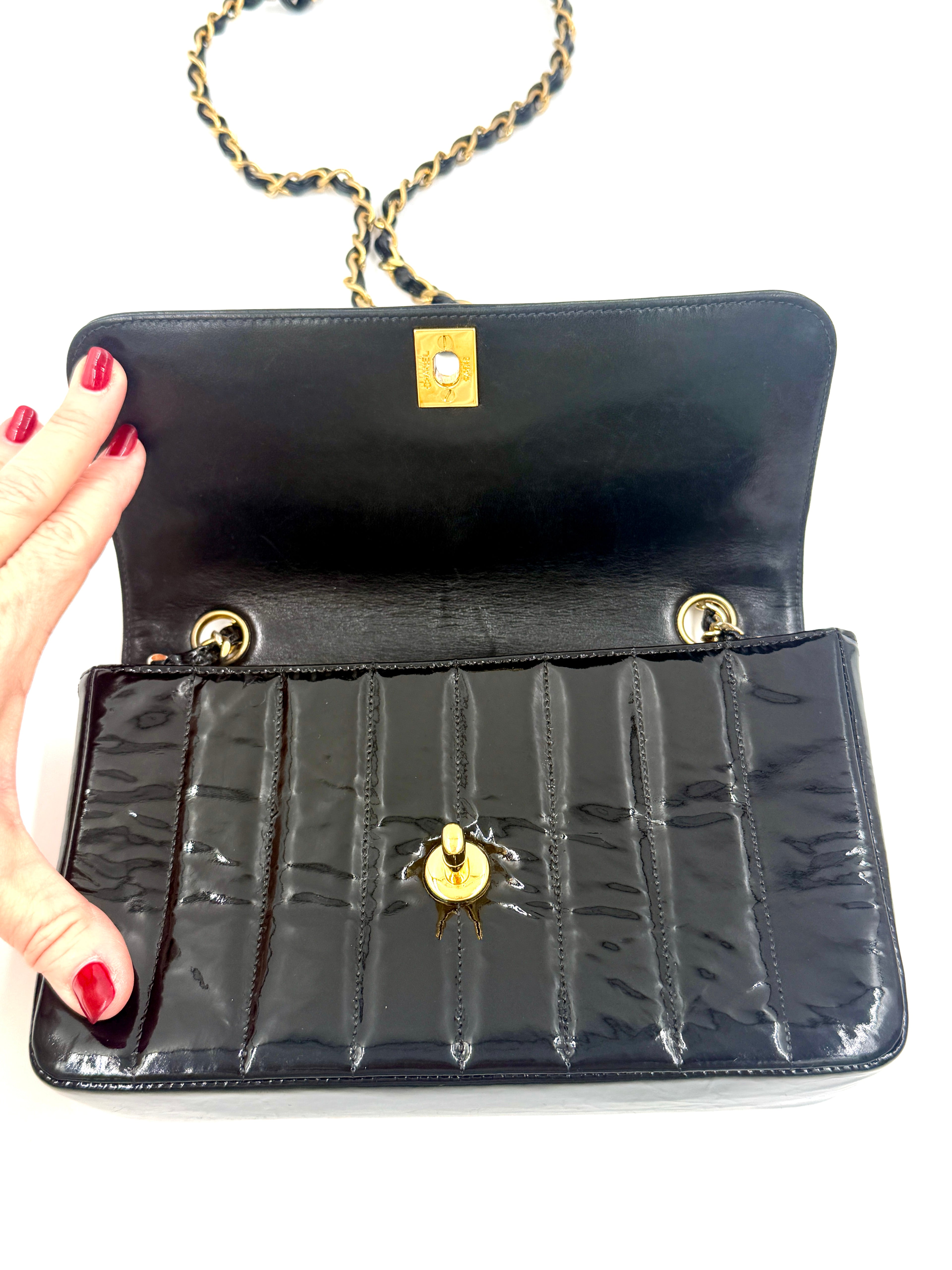 Pre-Owned Chanel Black Patent Leather Mademoiselle Bag - Authenticated