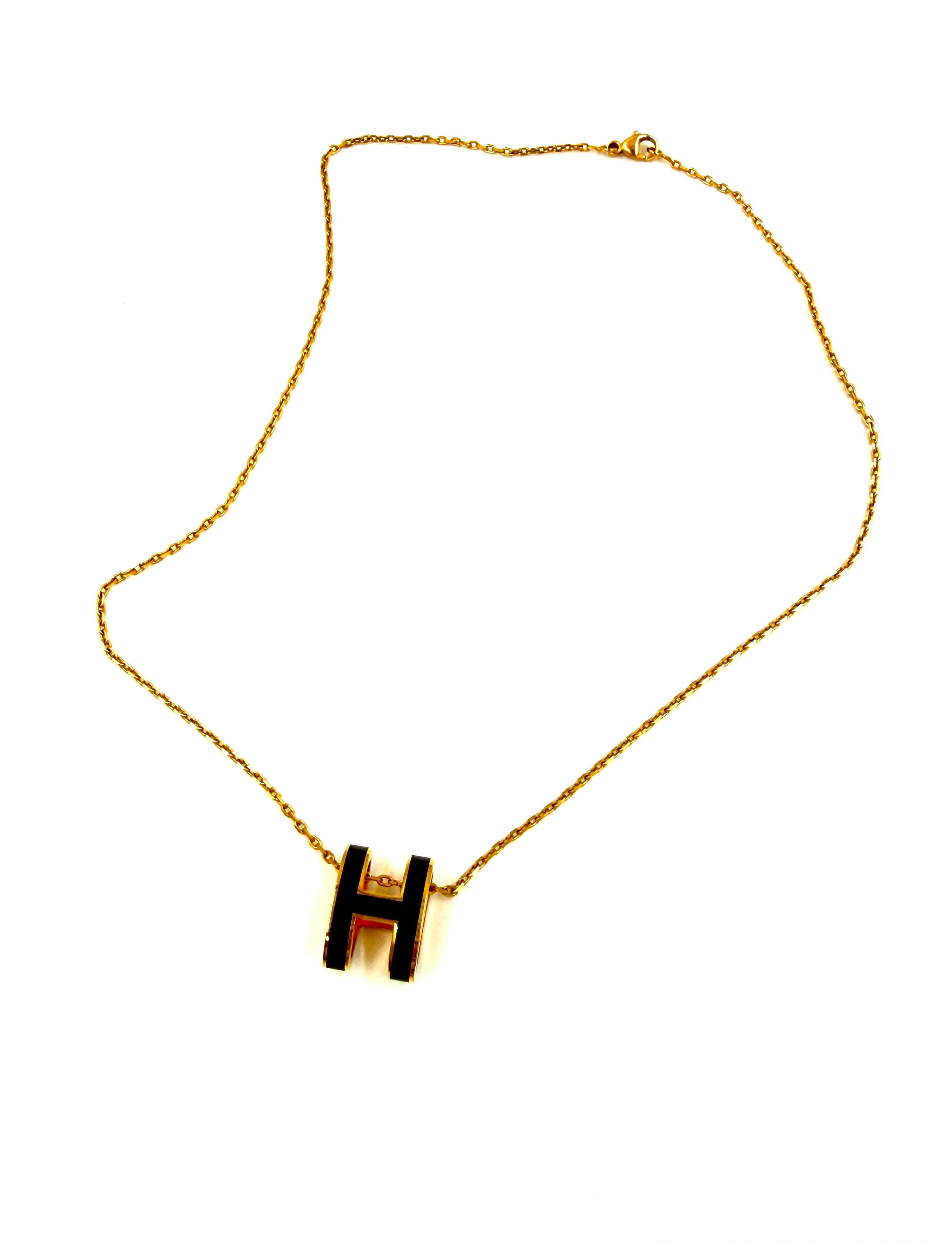 Pre-Owned Hermès Pop H Pendant Necklace Regular Size Black - Authenticated