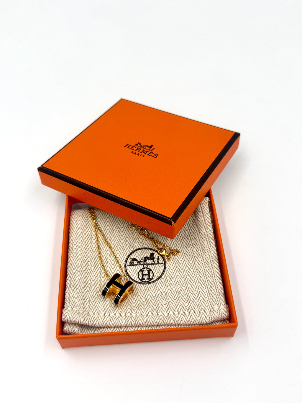 Pre-Owned Hermès Pop H Pendant Necklace Regular Size Black - Authenticated